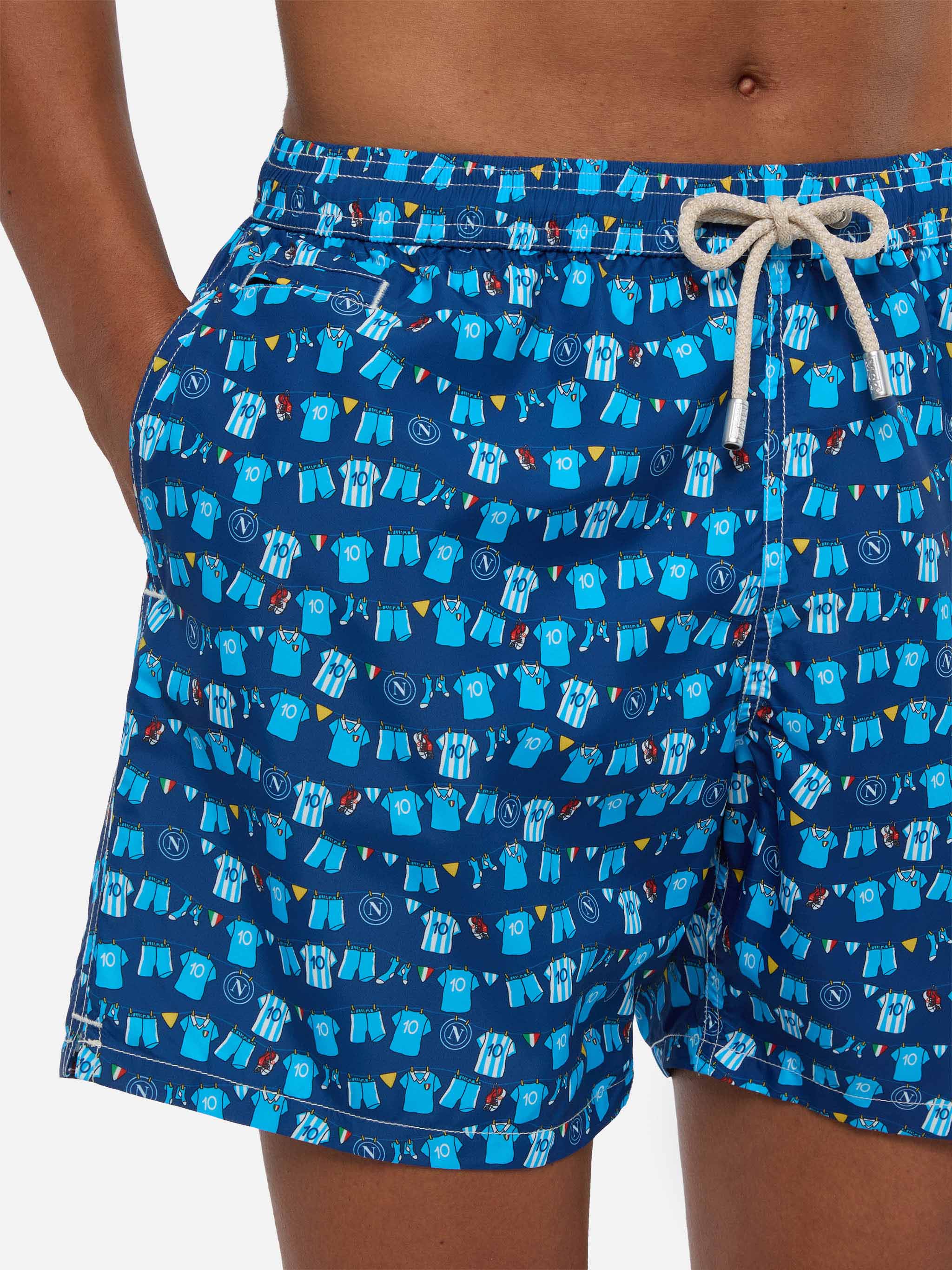 Lightweight Fabric Swim Shorts Lighting With Napoli Print | Ssc Special Edition Blue Navy Swimshort