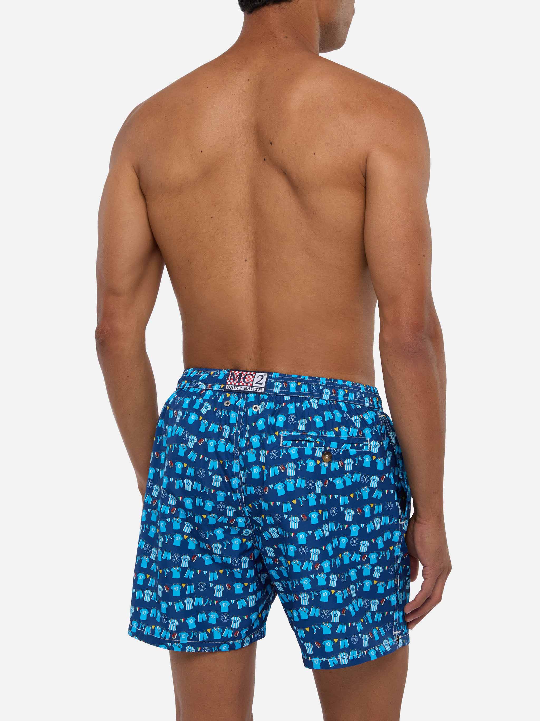 Lightweight Fabric Swim Shorts Lighting With Napoli Print | Ssc Special Edition Blue Navy Swimshort