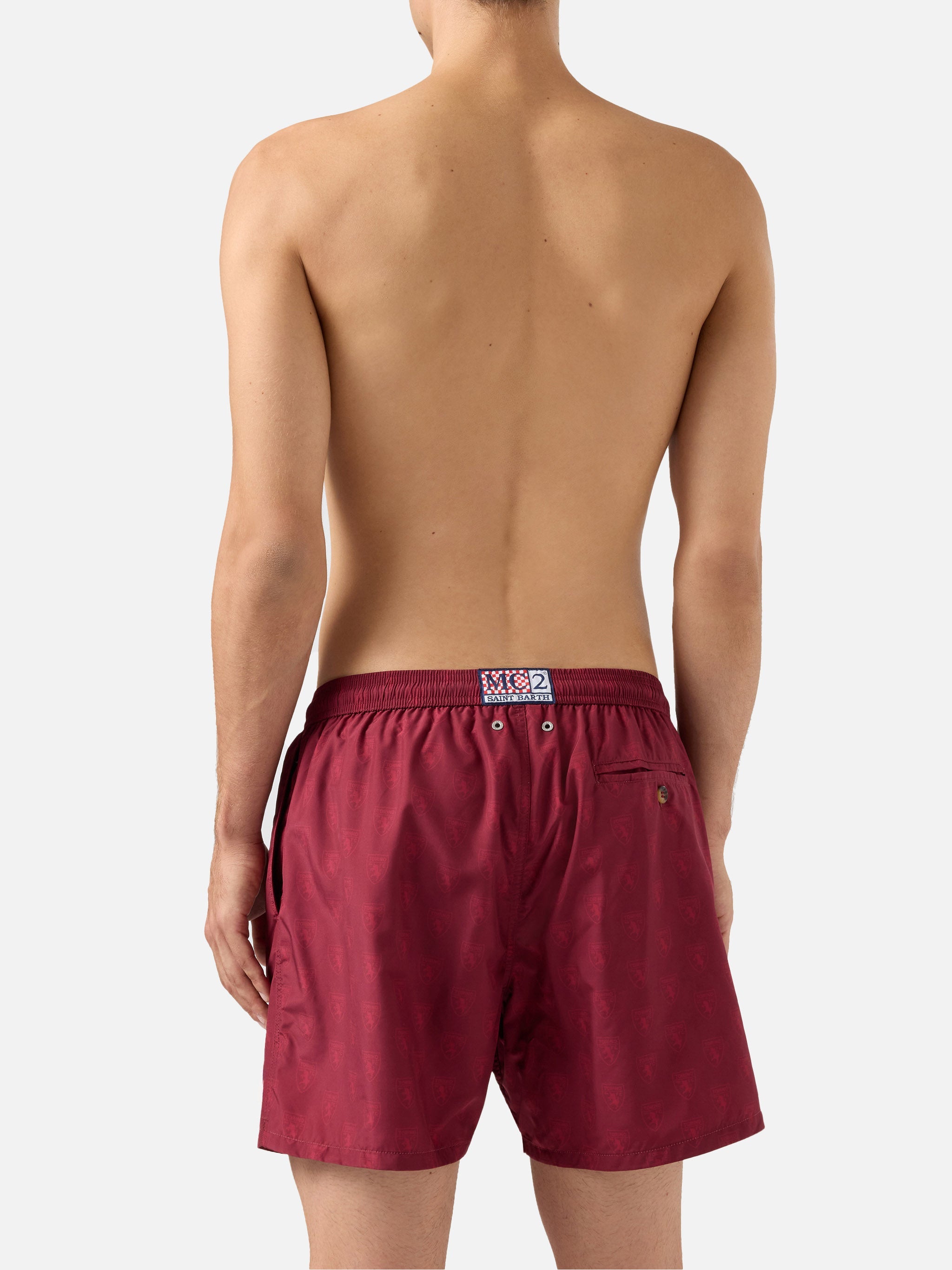 Lightweight Fabric Swim Shorts Lighting With Torino Print | Fc Special Edition Bordeaux Swimshort