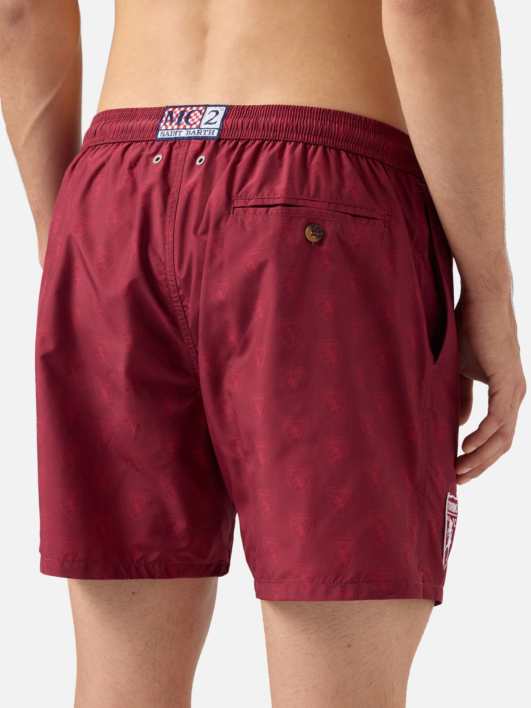 Lightweight Fabric Swim Shorts Lighting With Torino Print | Fc Special Edition Bordeaux Swimshort