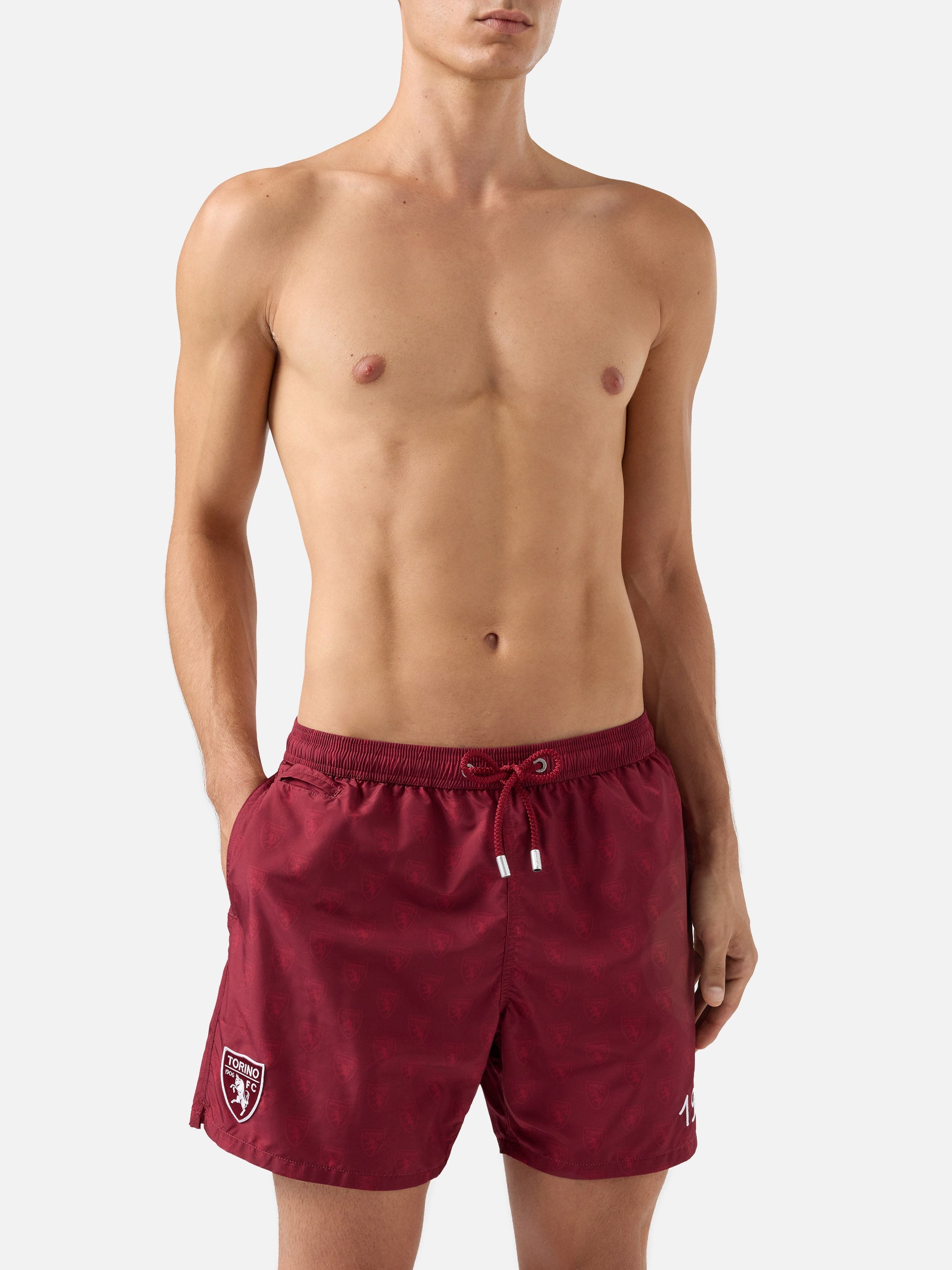 Lightweight Fabric Swim Shorts Lighting With Torino Print | Fc Special Edition Bordeaux Swimshort