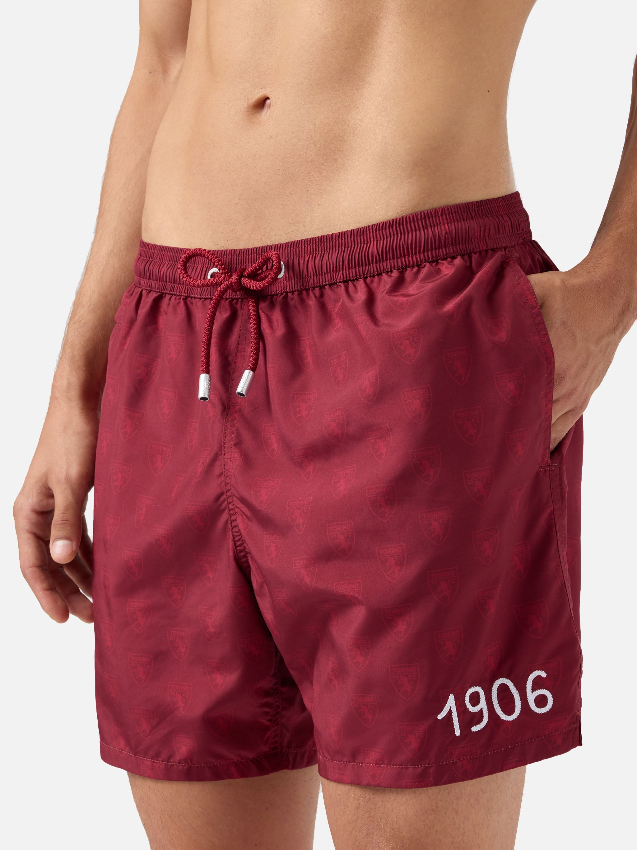 Lightweight Fabric Swim Shorts Lighting With Torino Print | Fc Special Edition Bordeaux Swimshort