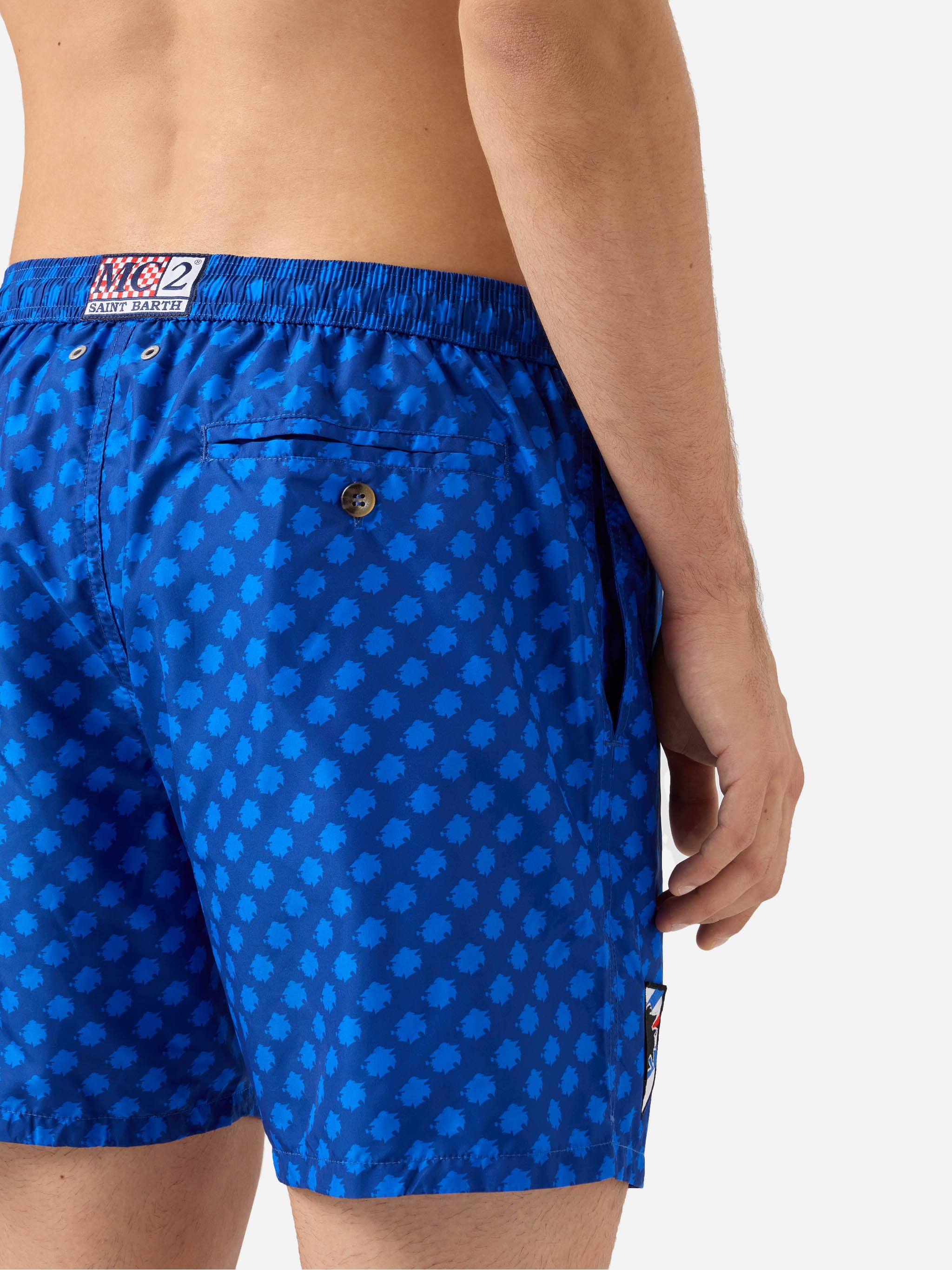 Lightweight Fabric Swim Shorts Lighting With Sampdoria Print | Uc Special Edition Blue Swimshort
