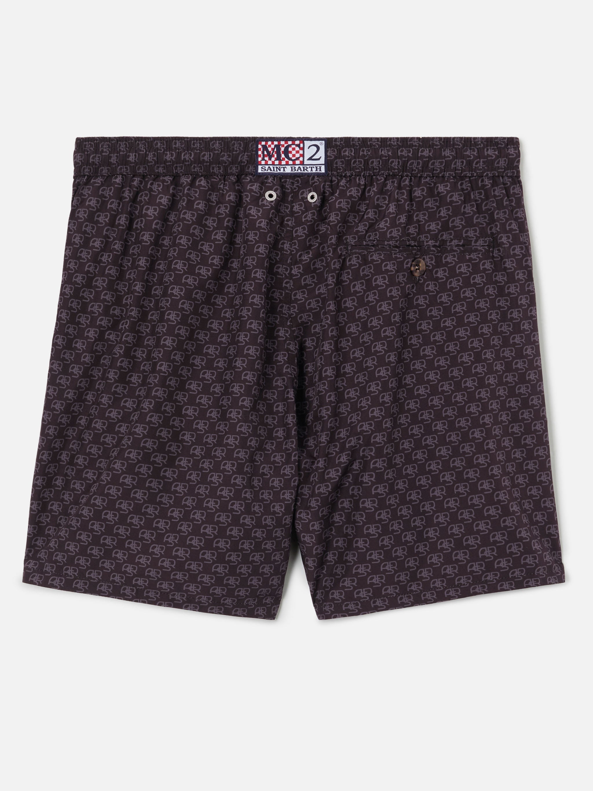 Lightweight Fabric Swim-Shorts Lighting With Roma Print | As Special Edition Black Swimshort