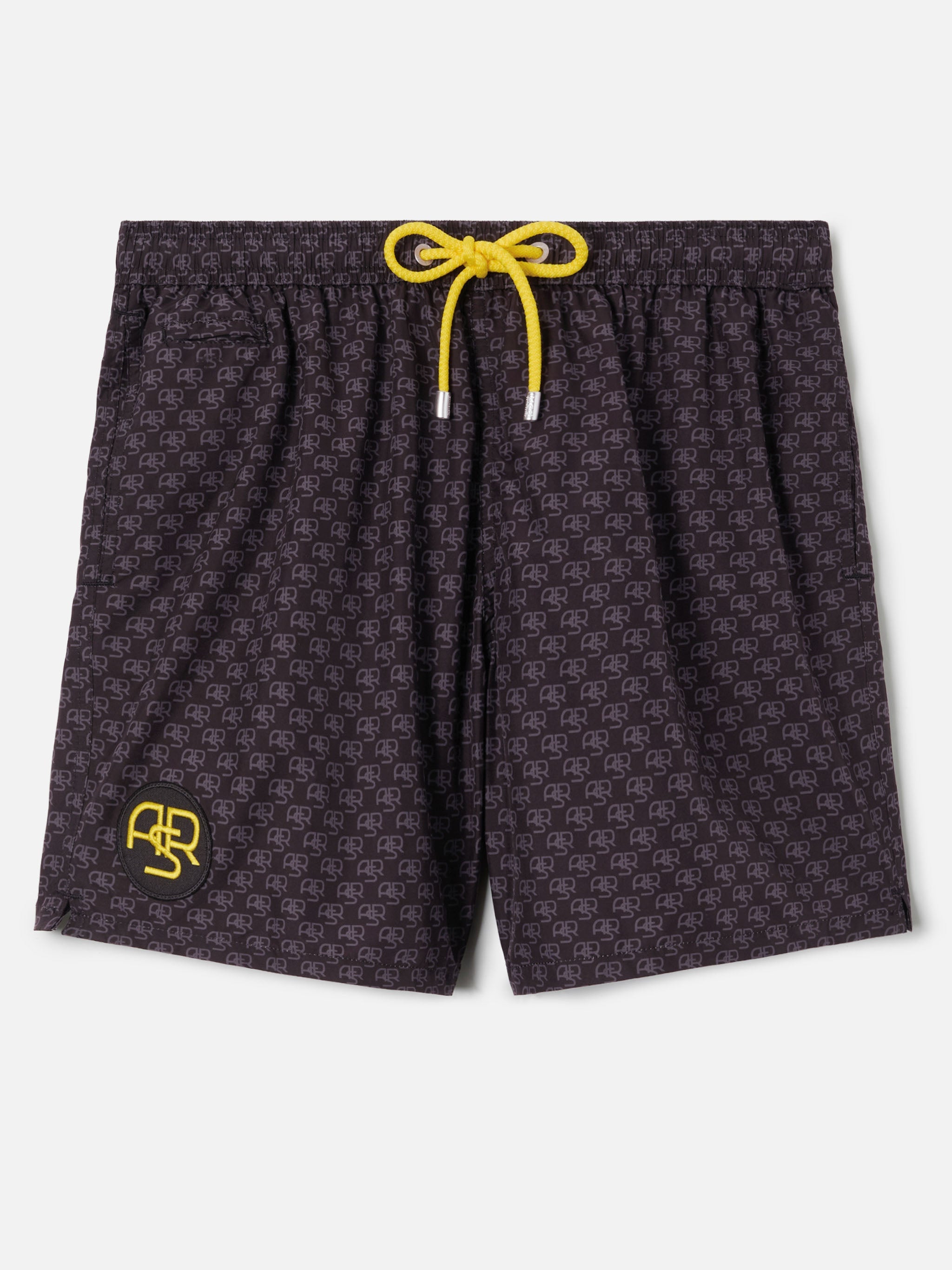 Lightweight Fabric Swim-Shorts Lighting With Roma Print | As Special Edition Black Swimshort