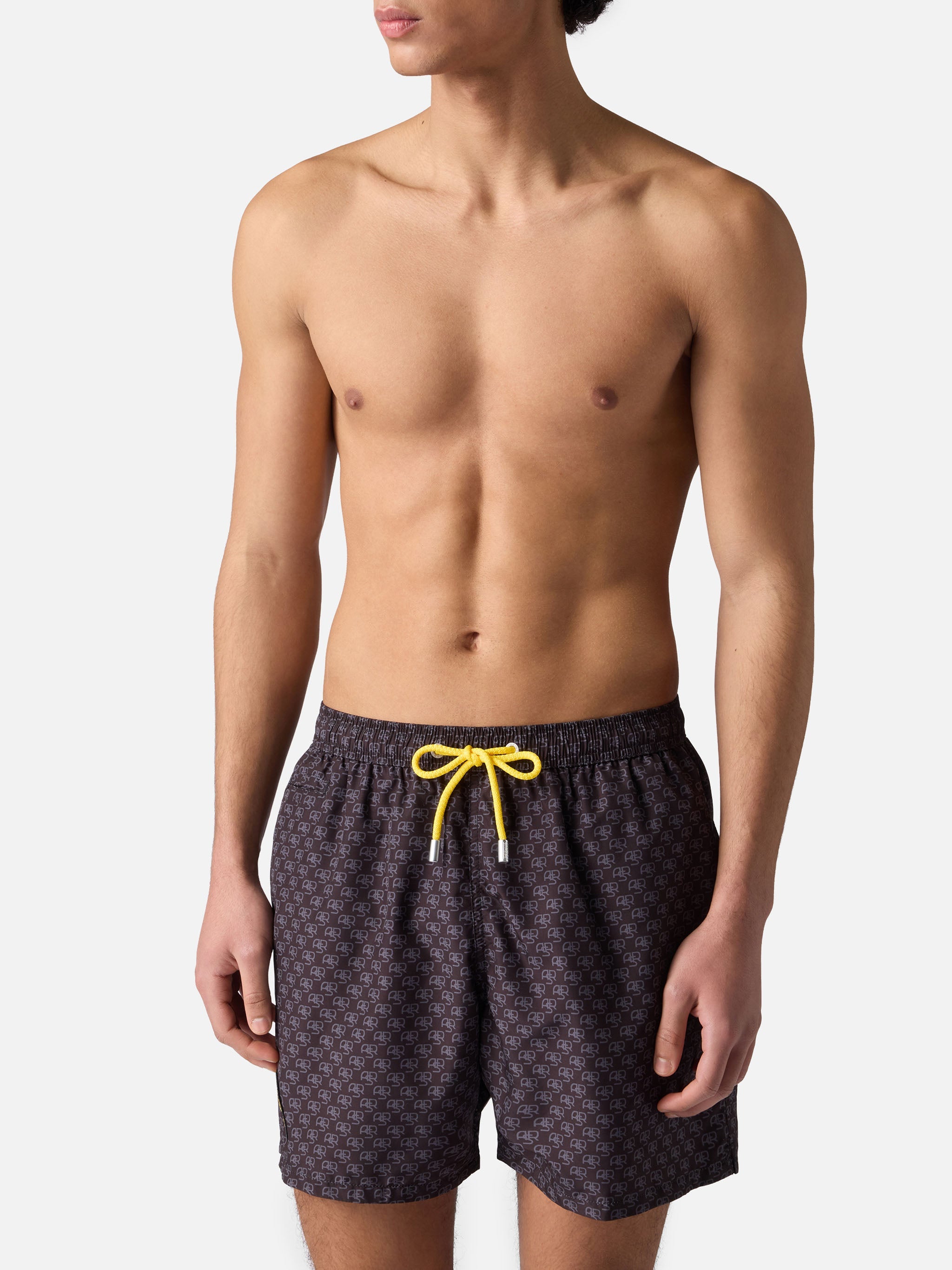 Lightweight Fabric Swim-Shorts Lighting With Roma Print | As Special Edition Black Swimshort