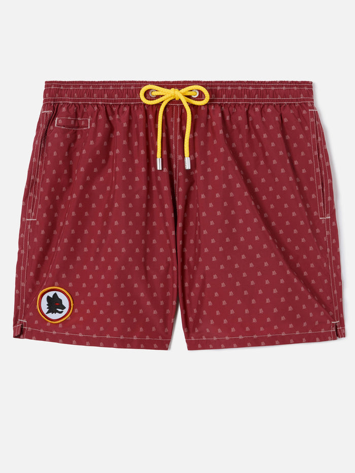 Red Lighting Micro Swim Shorts With As Roma Print | Special Edition Swimshort