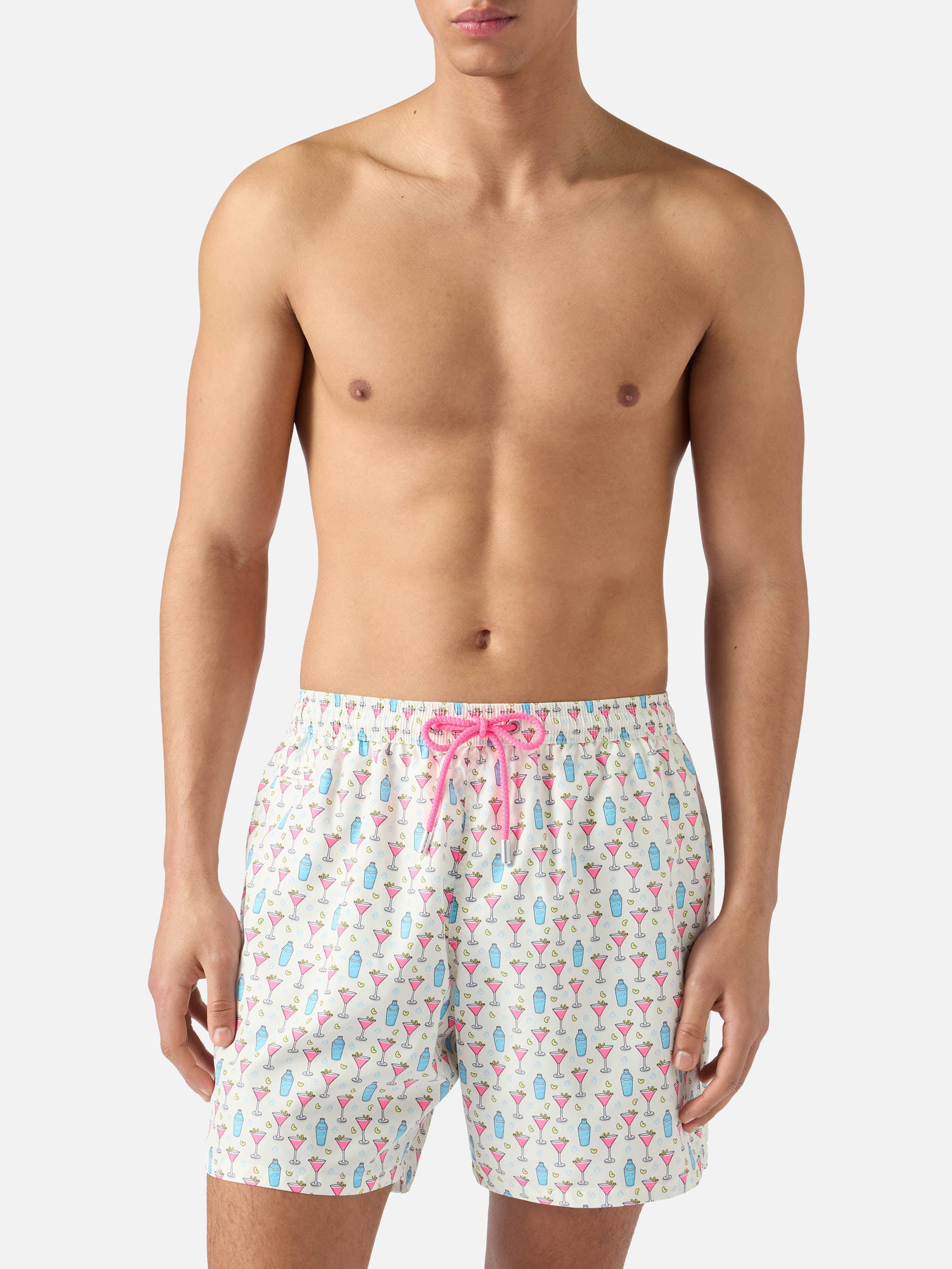 White Lighting Micro Swim Shorts With Cosmo All-Over Print Swimshort