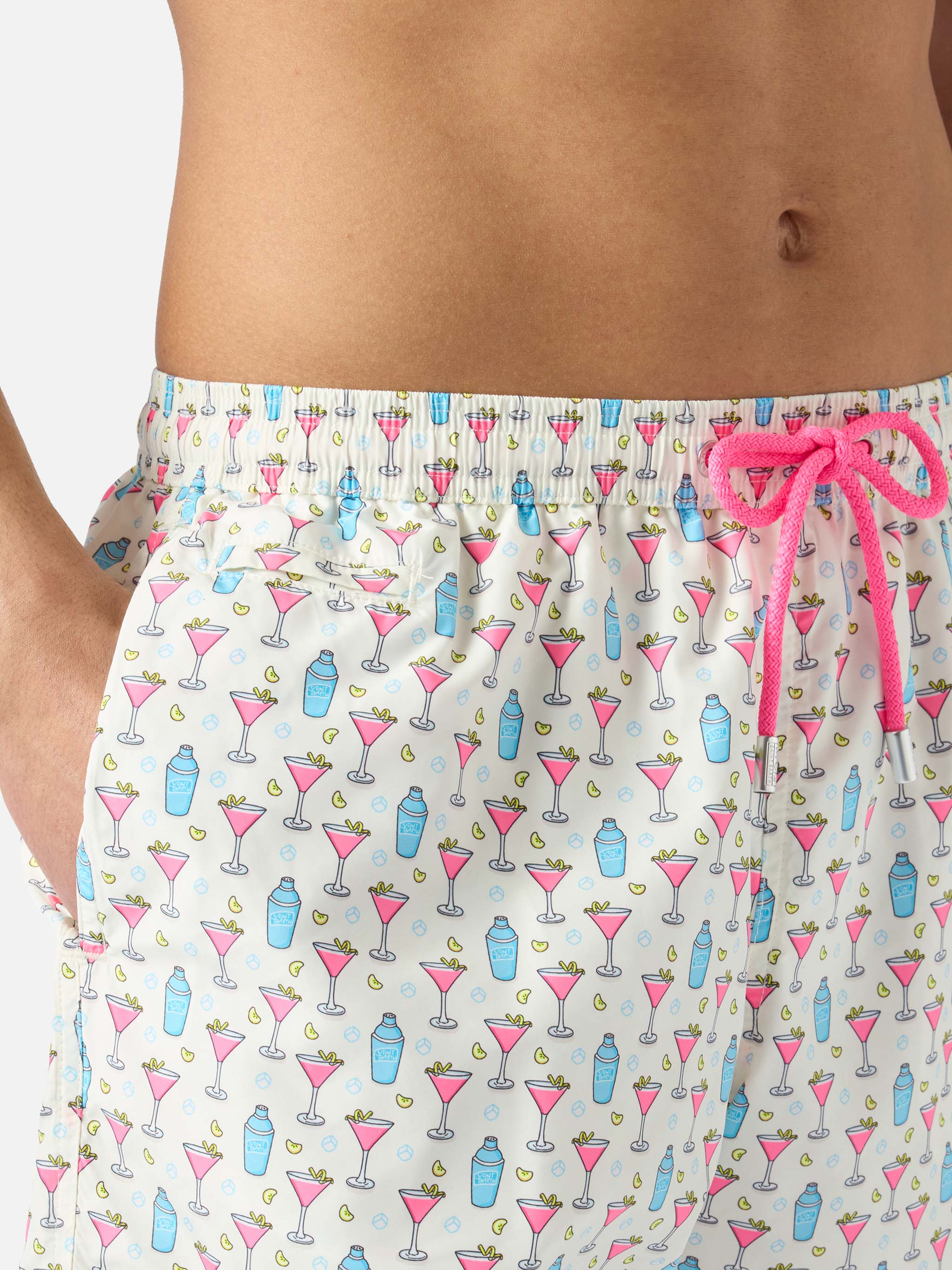 White Lighting Micro Swim Shorts With Cosmo All-Over Print Swimshort