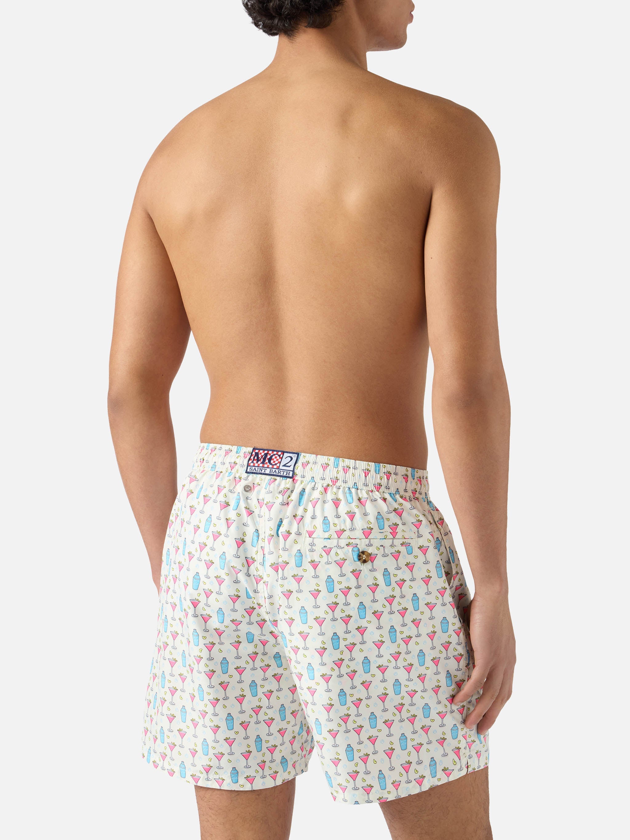 White Lighting Micro Swim Shorts With Cosmo All-Over Print Swimshort