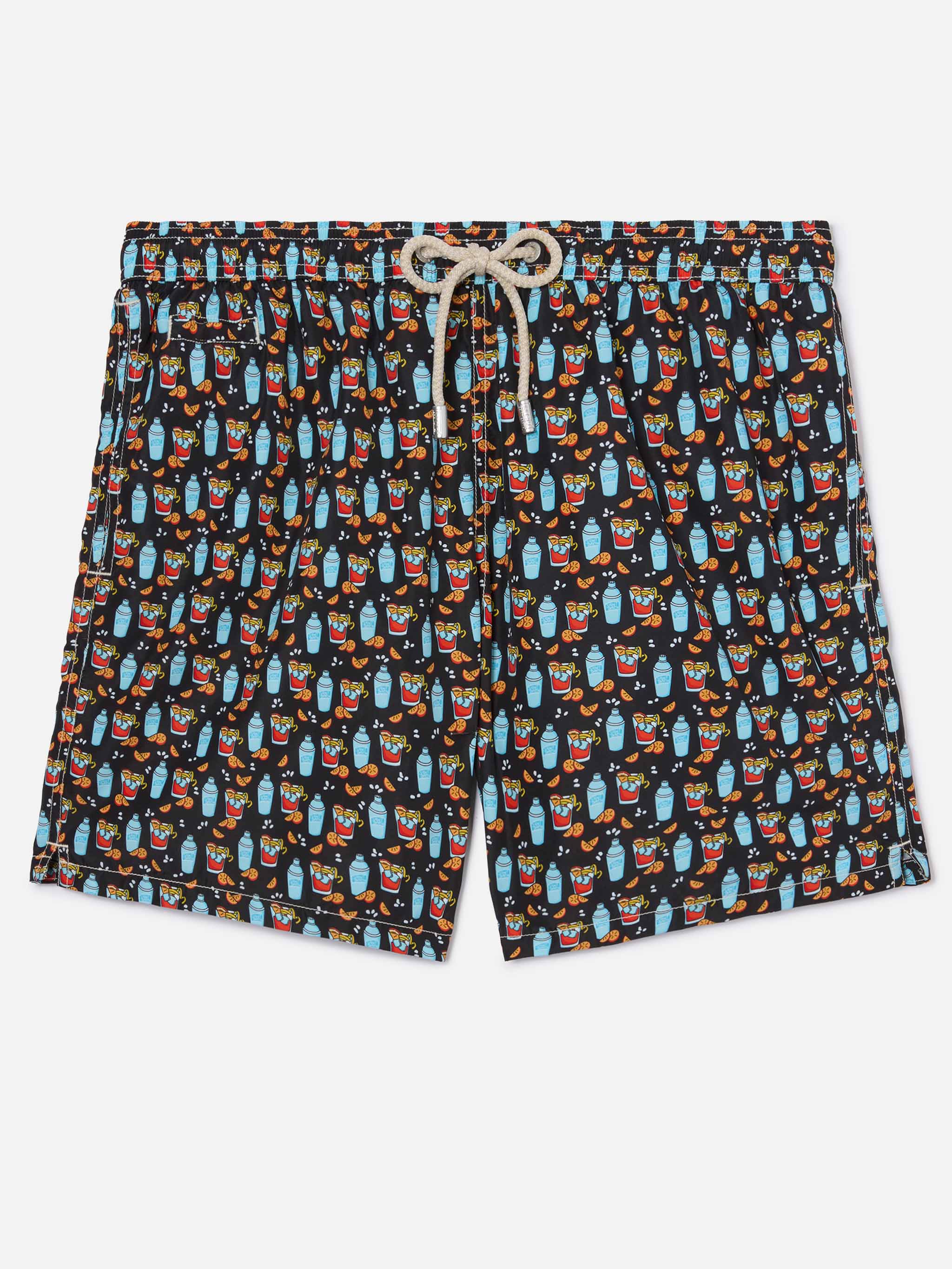 Black Lighting Micro Swim Shorts With Negroni All-Over Print Swimshort