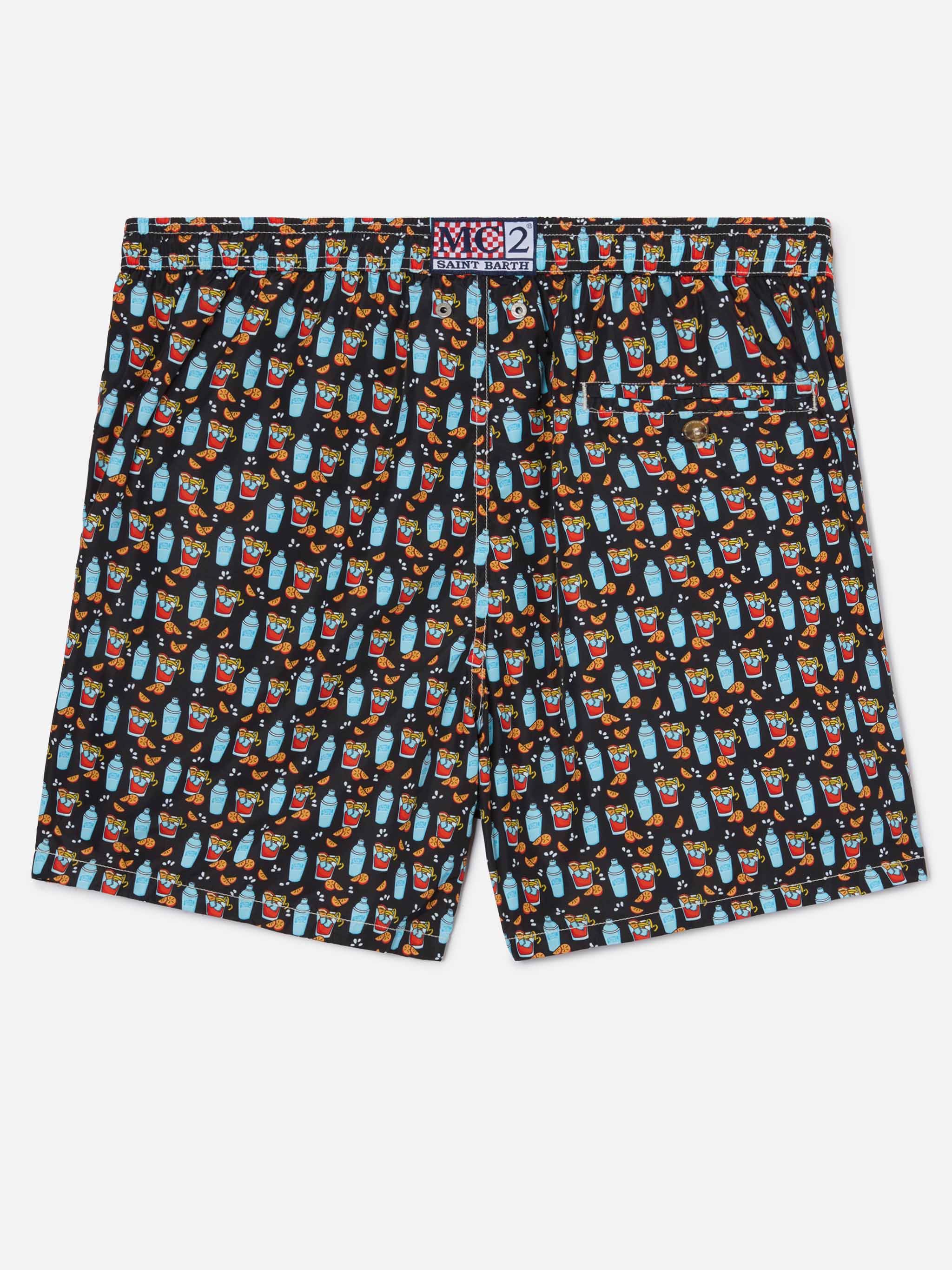 Black Lighting Micro Swim Shorts With Negroni All-Over Print Swimshort