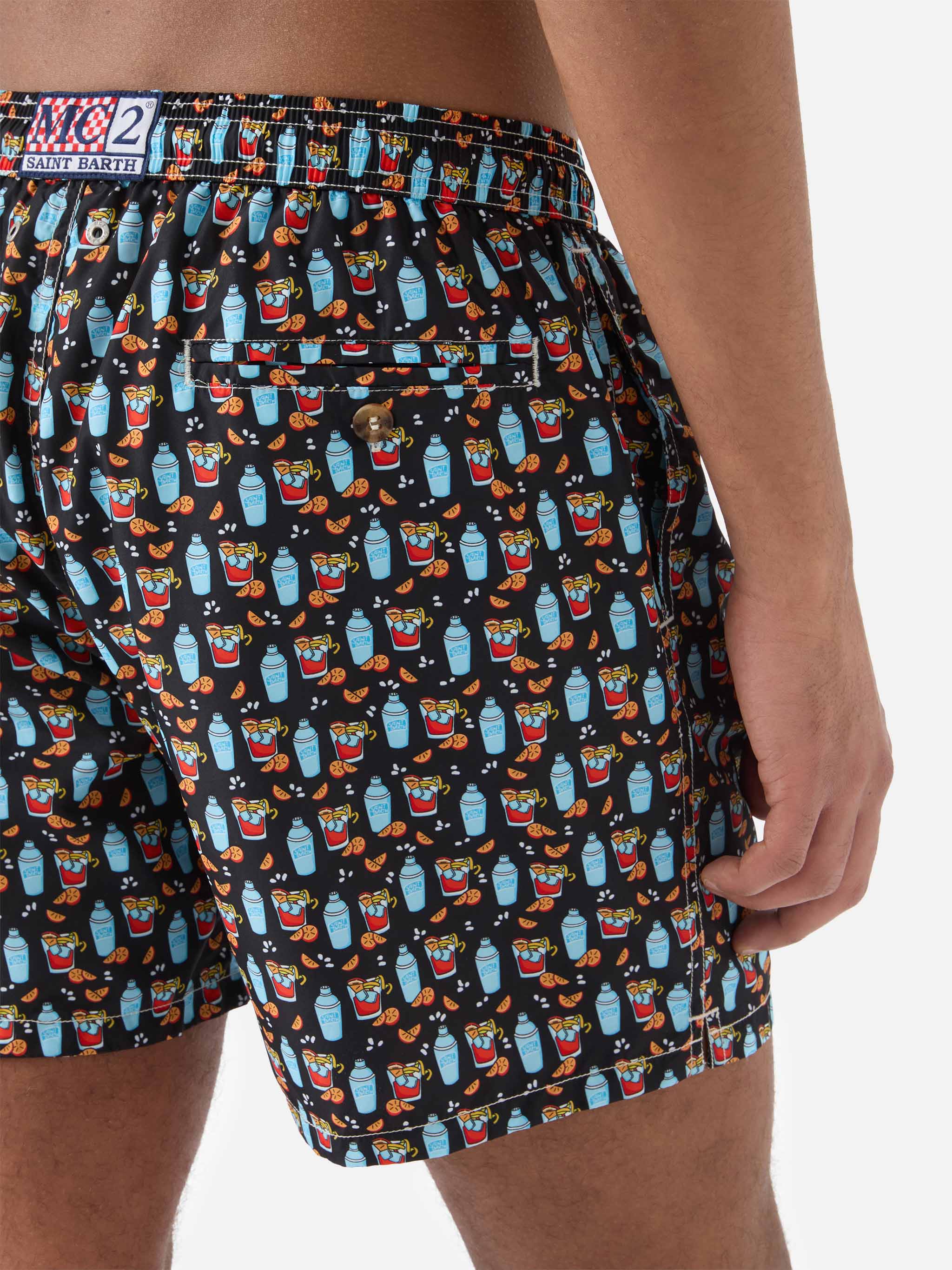 Black Lighting Micro Swim Shorts With Negroni All-Over Print Swimshort