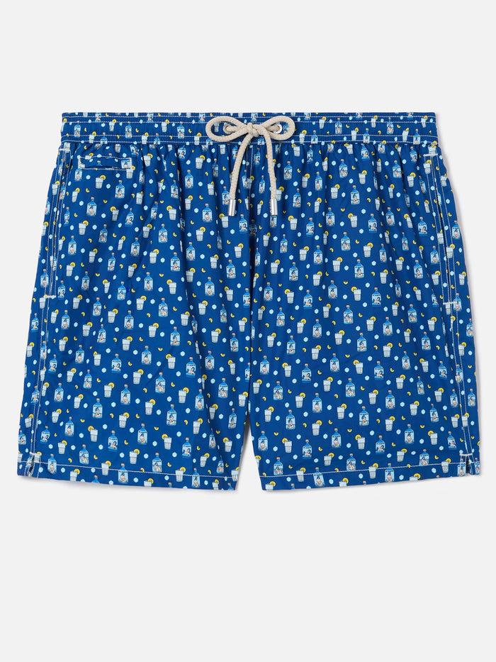 Navy Lighting Micro Swim Shorts With Sexy Gin All-Over Print Blue Swimshort