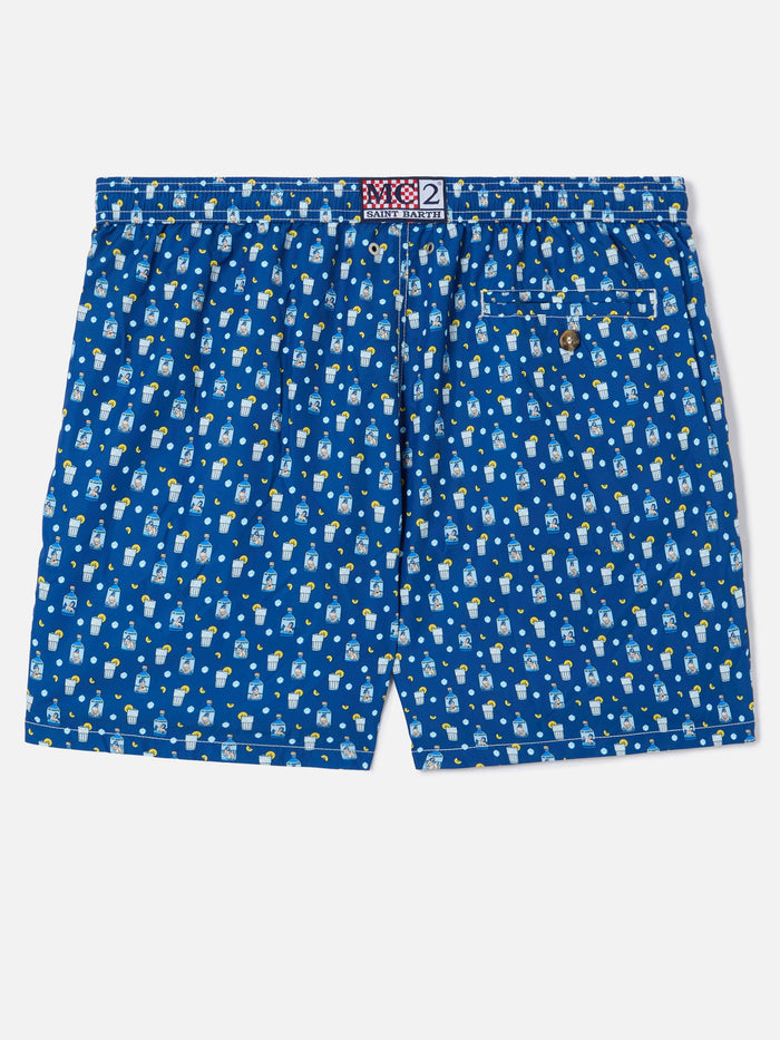 Navy Lighting Micro Swim Shorts With Sexy Gin All-Over Print Blue Swimshort
