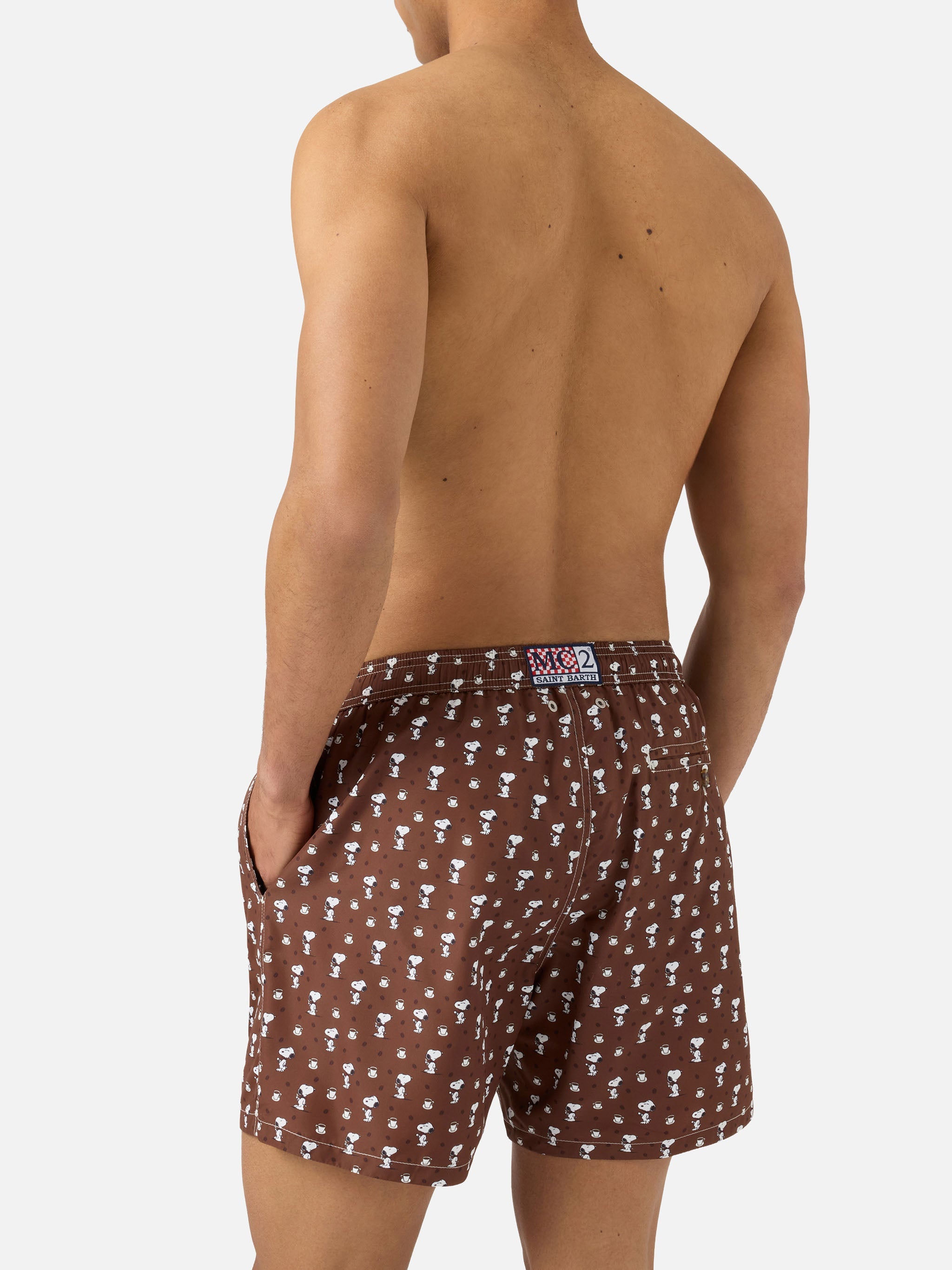 Brown Lighting Micro Swim Shorts With Snoopy Print | Special Edition Swimshort