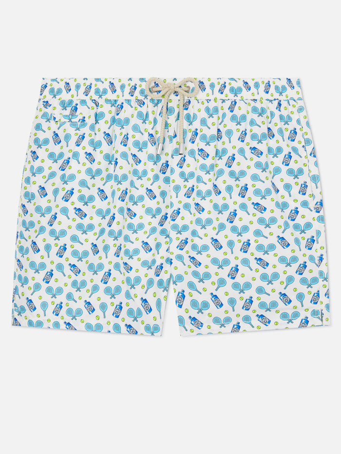 White Lighting Micro Swim Shorts With Padel And Gin All-Over Print Swimshort