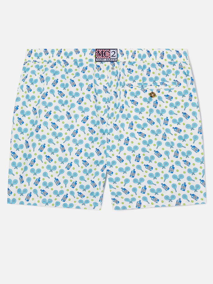 White Lighting Micro Swim Shorts With Padel And Gin All-Over Print Swimshort