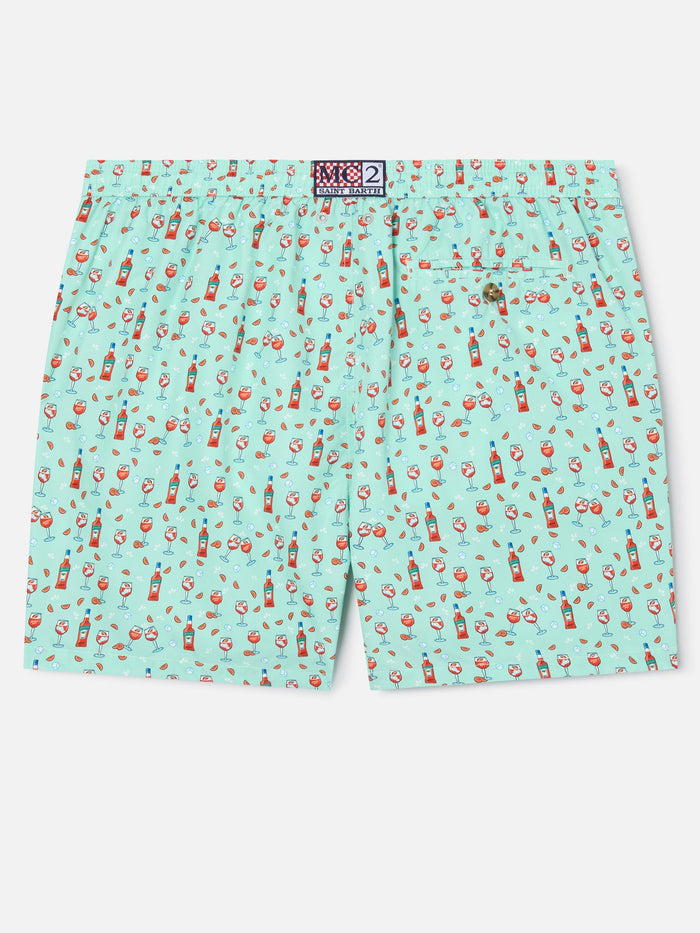 Light Green Lighting Micro Swim Shorts With Aperol Print | Special Edition Swimshort