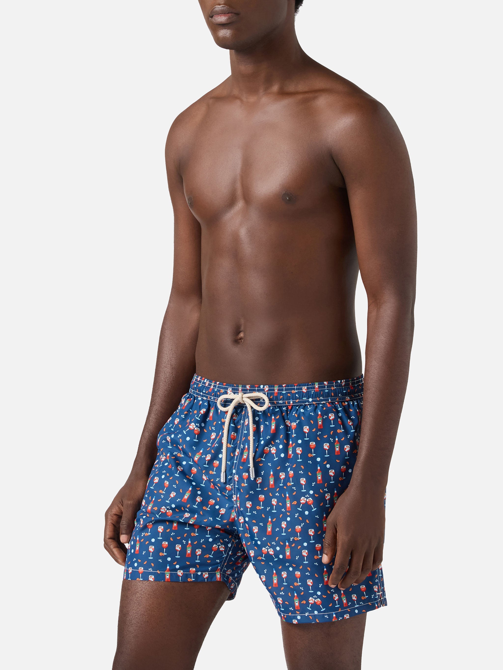 Blue Lighting Micro Swim Shorts With Aperol Print | Special Edition Swimshort