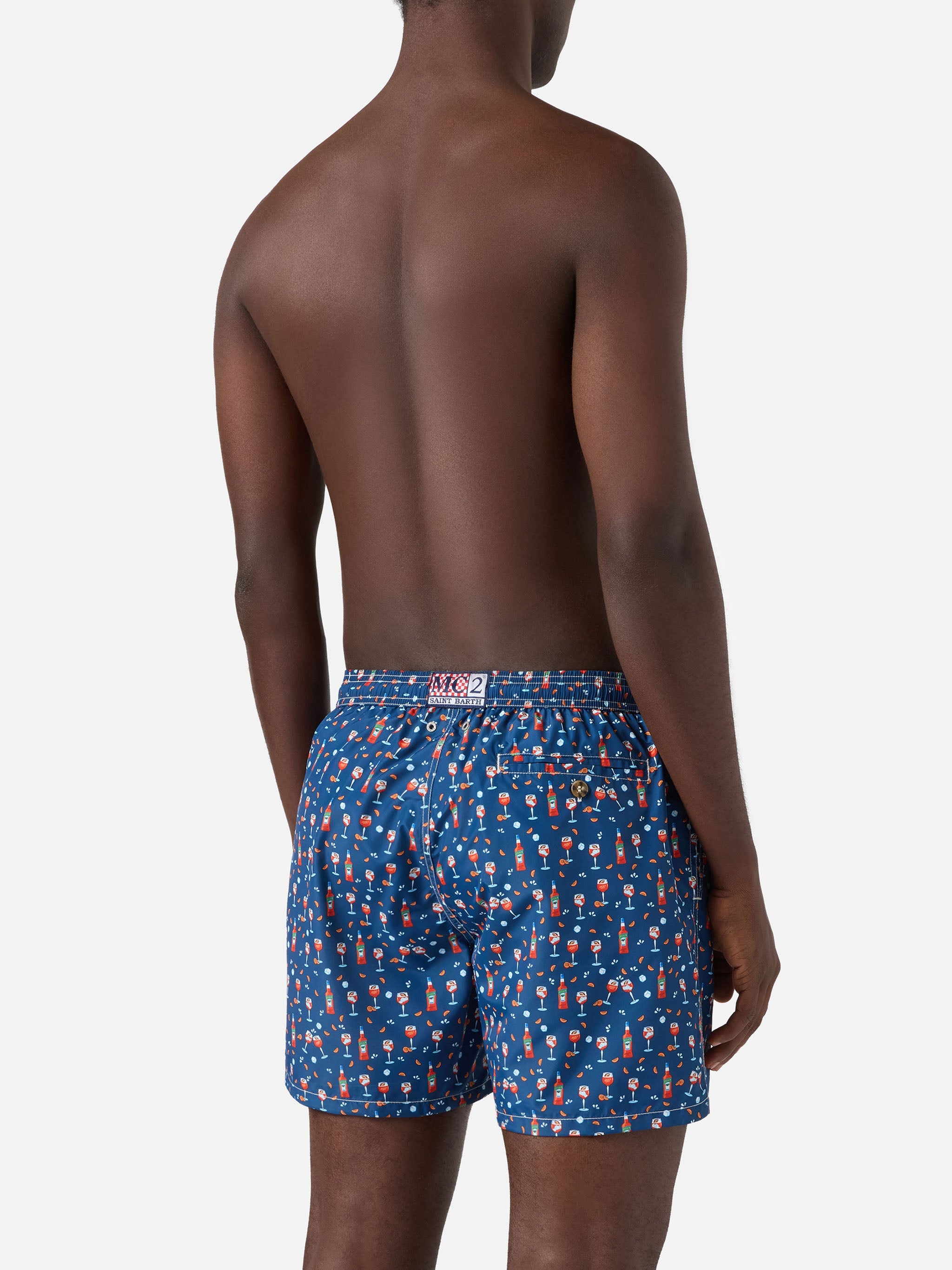 Blue Lighting Micro Swim Shorts With Aperol Print | Special Edition Swimshort