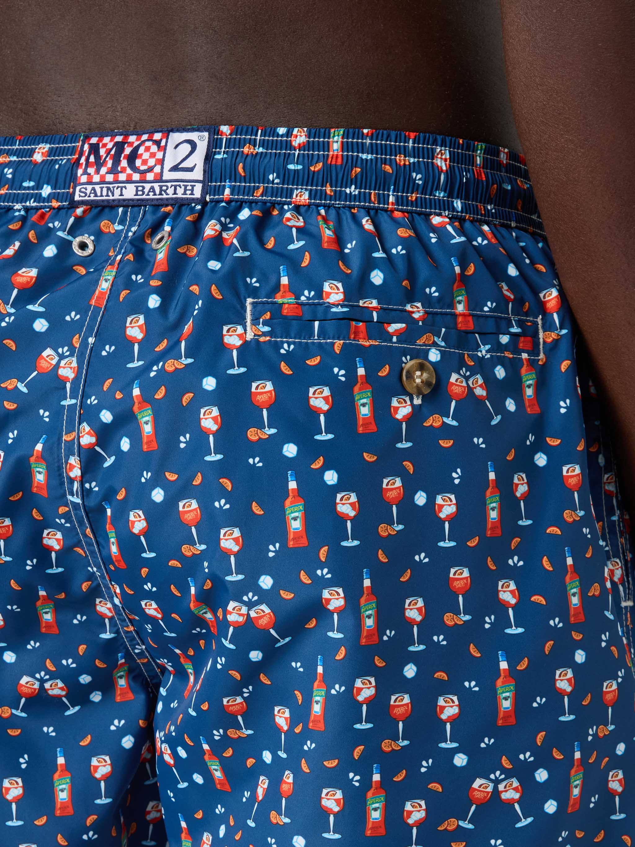 Blue Lighting Micro Swim Shorts With Aperol Print | Special Edition Swimshort