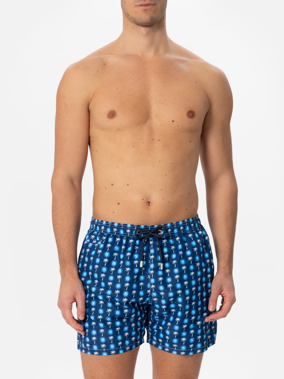 Man Light Fabric Swim Shorts With Napoli Logo Print | Ssc Special Edition Blue Swimshort
