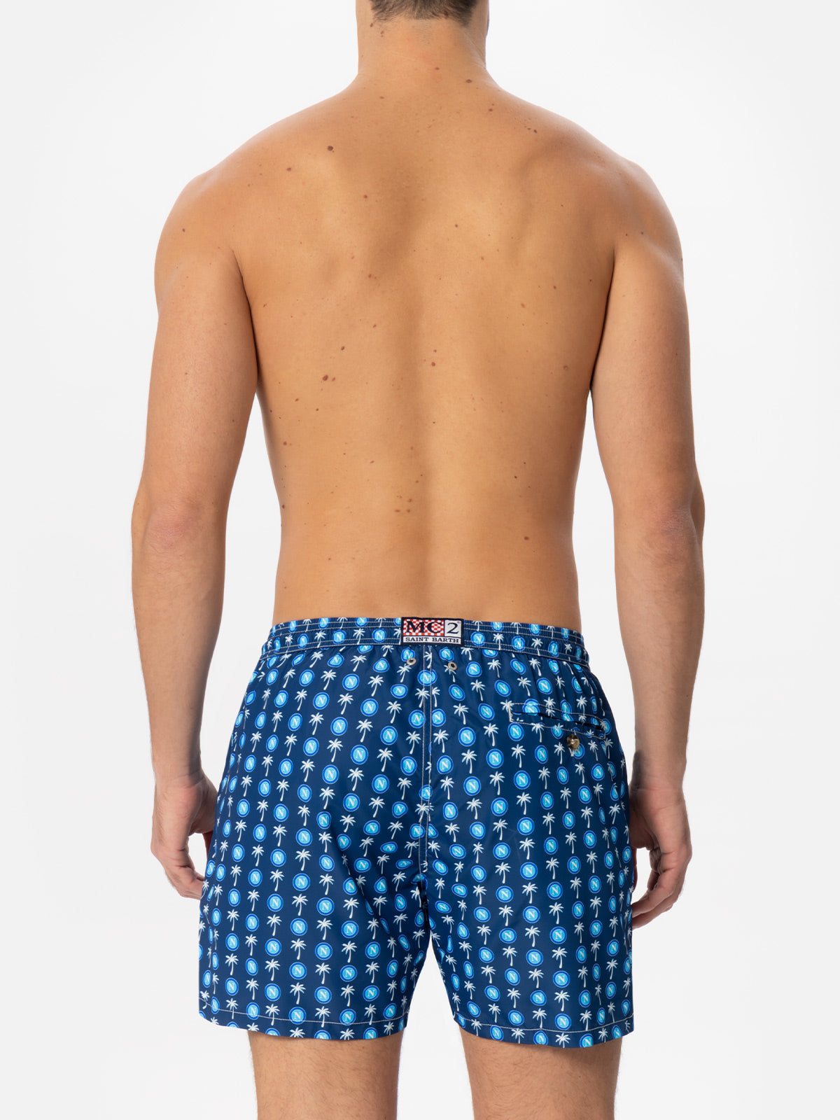 Man Light Fabric Swim Shorts With Napoli Logo Print | Ssc Special Edition Blue Swimshort