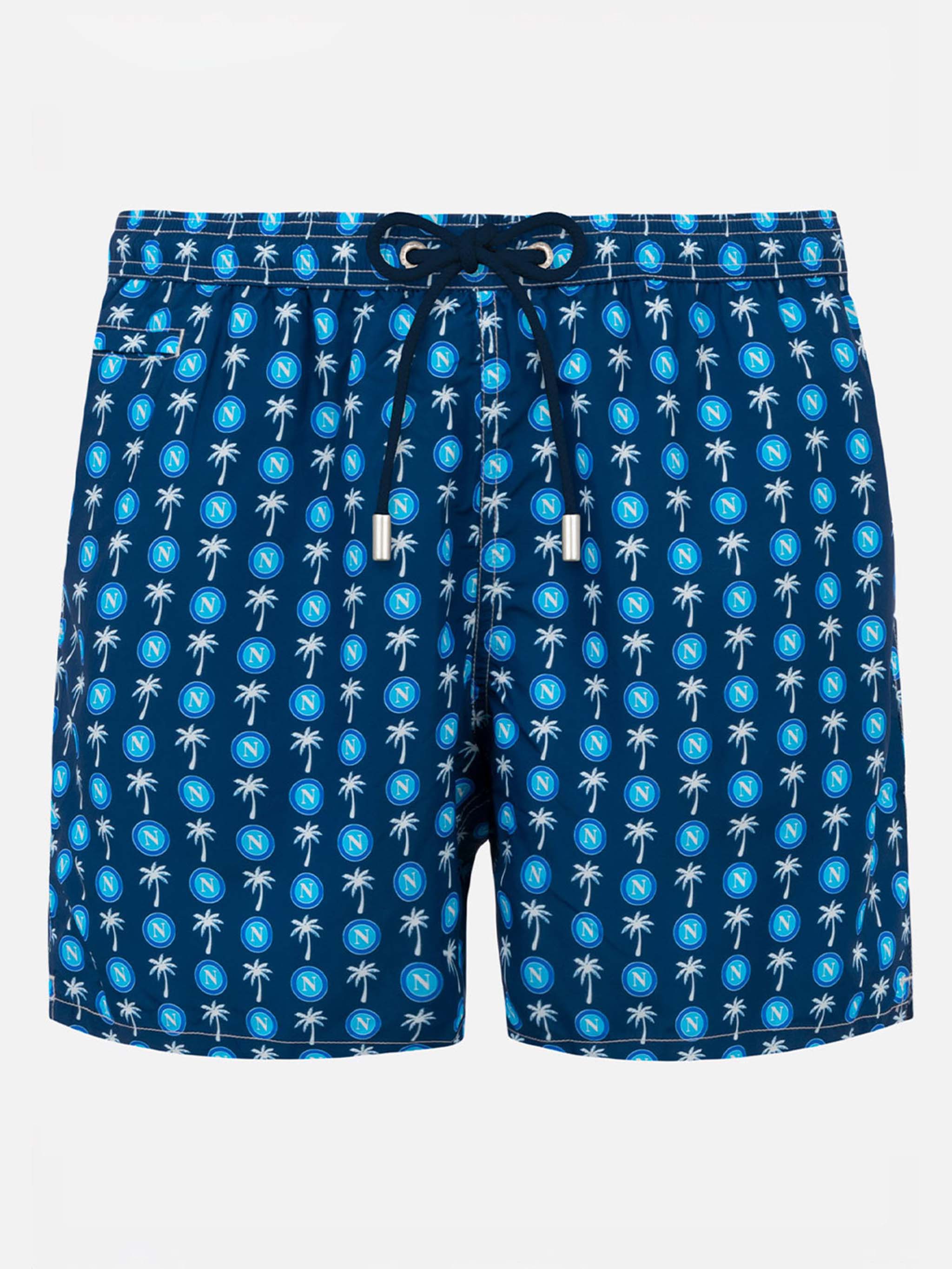 Man Light Fabric Swim Shorts With Napoli Logo Print | Ssc Special Edition Blue Swimshort