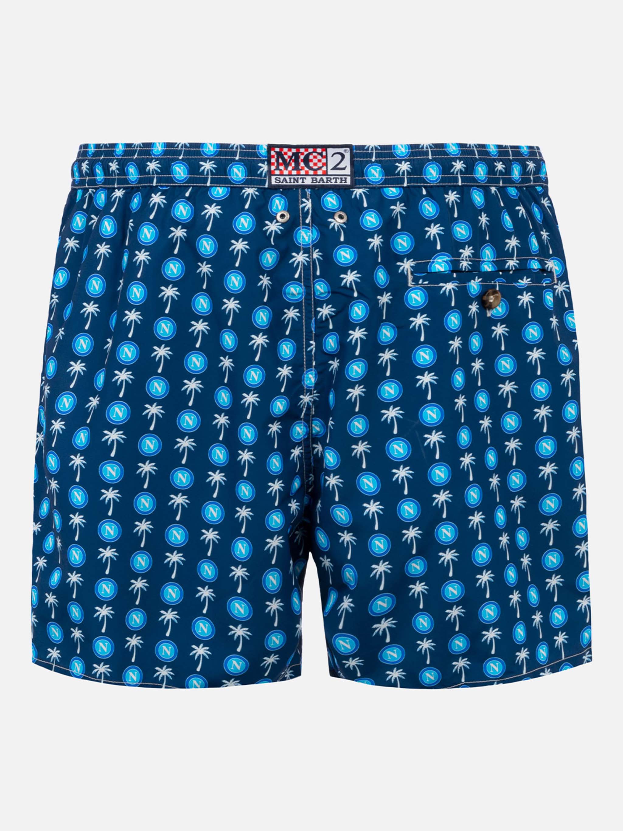 Man Light Fabric Swim Shorts With Napoli Logo Print | Ssc Special Edition Blue Swimshort