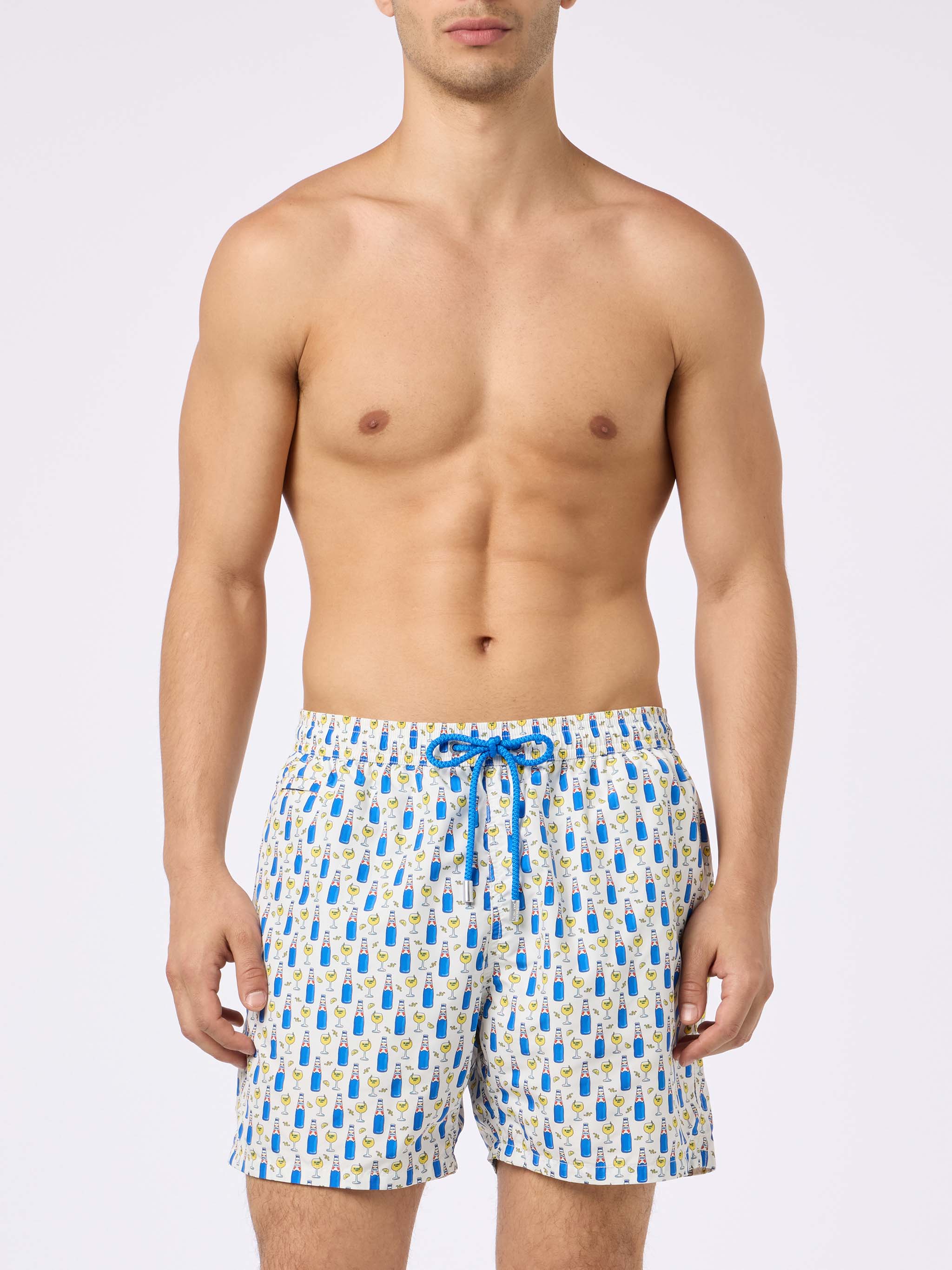 Man Lightweight Fabric Swim Shorts With Blanc 1664 Print | Special Edition White Swimshort