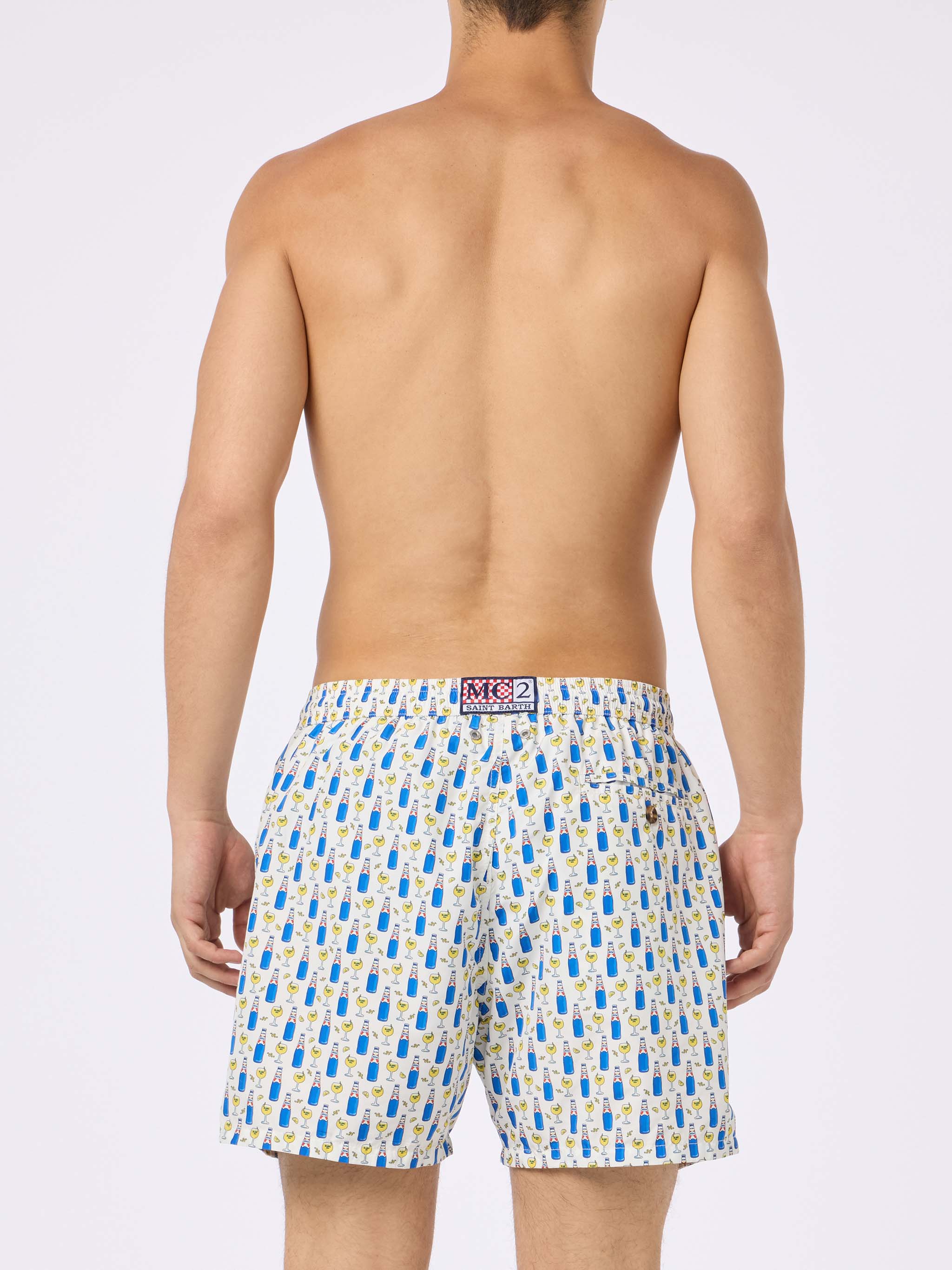 Man Lightweight Fabric Swim Shorts With Blanc 1664 Print | Special Edition White Swimshort