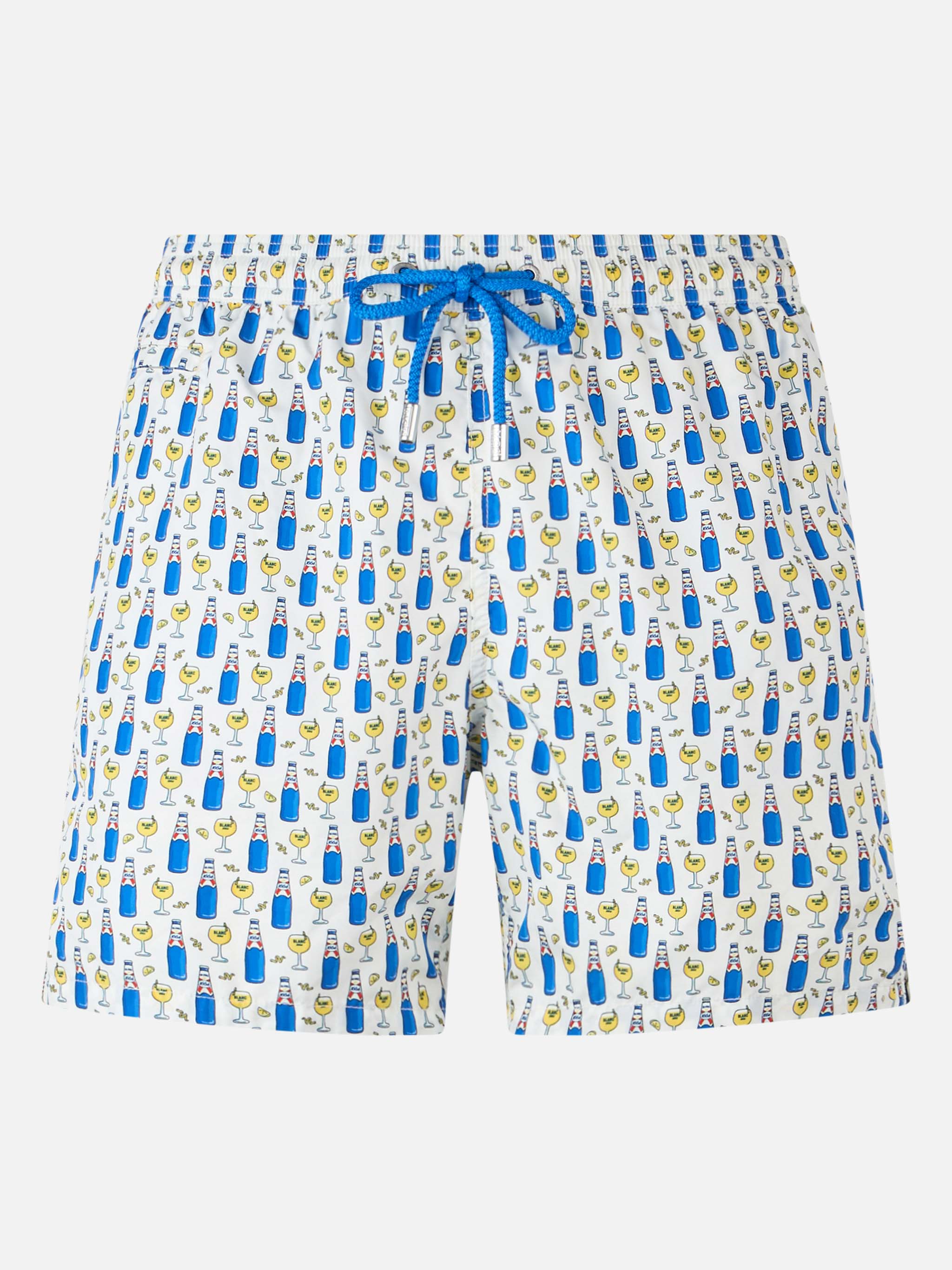 Man Lightweight Fabric Swim Shorts With Blanc 1664 Print | Special Edition White Swimshort