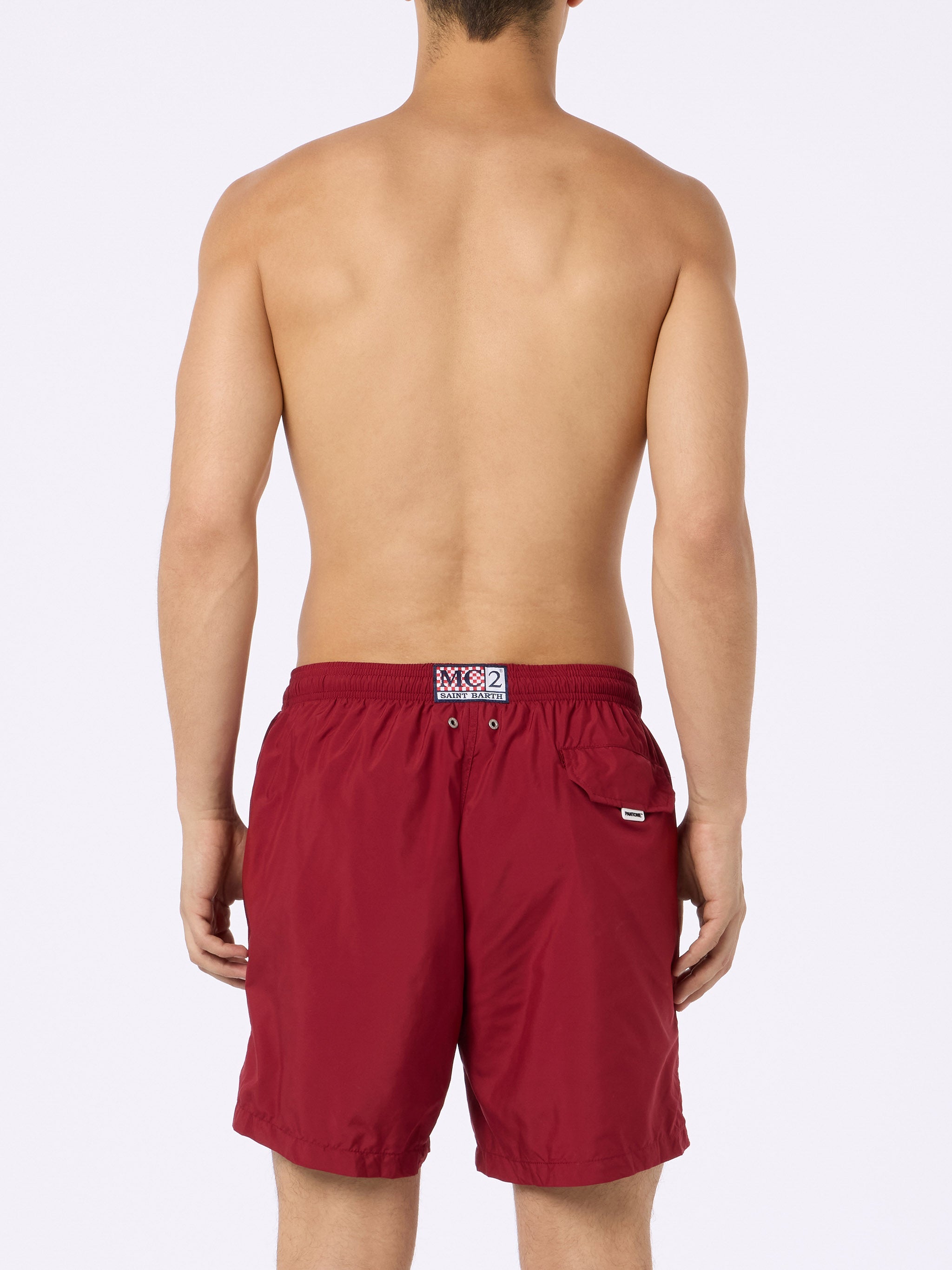 Man Lightweight Fabric Burgundy Swim Shorts Lighting Pantone | Pantone® Special Edition Red Swimshort