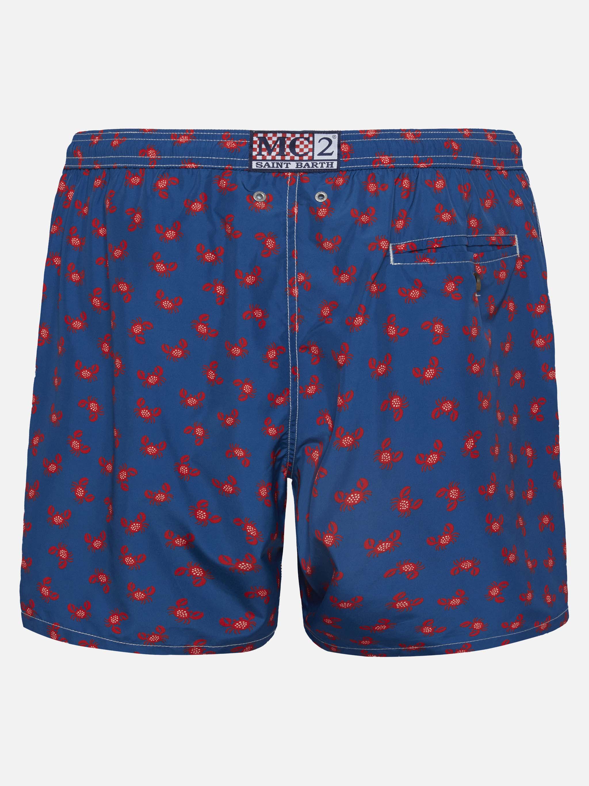 Lightweight Fabric Swim-Shorts Lighting 70 With Crabs Print Blue Swimshort