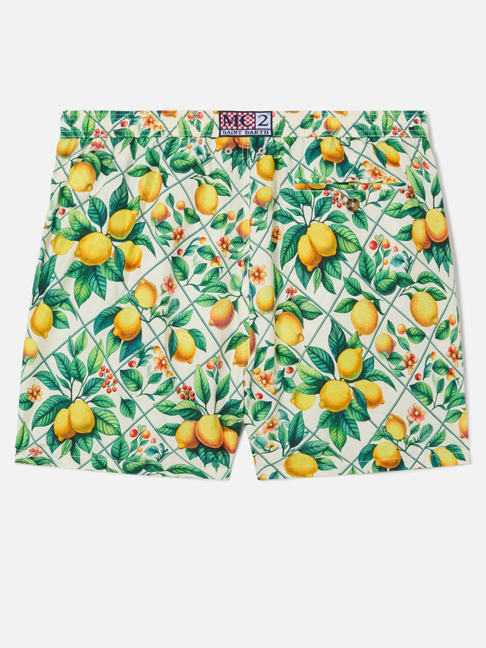 Lighting 70 Swim Shorts With Lemon Majolica Print White Swimshort
