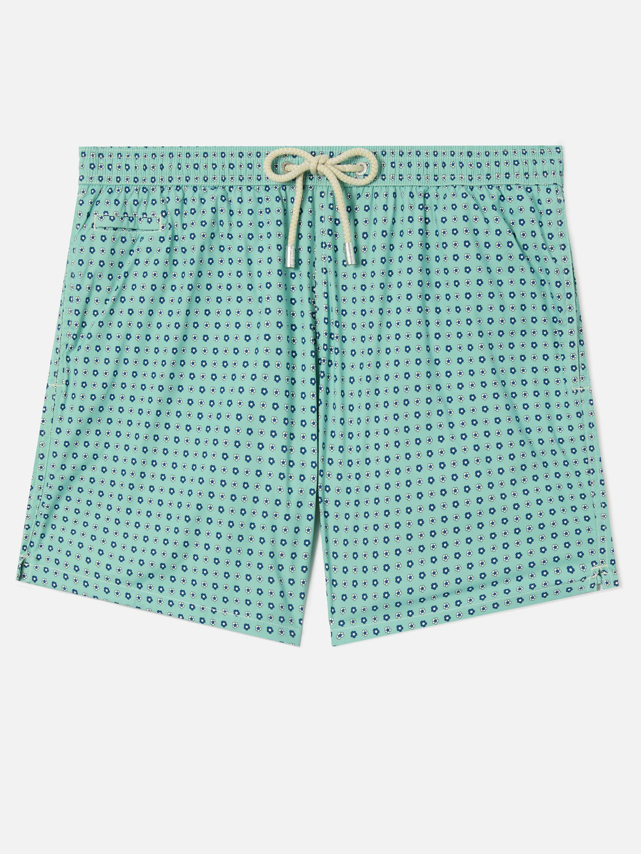 Light Green Lighting Micro Swim Shorts With All-Over Geometric Print Swimshort