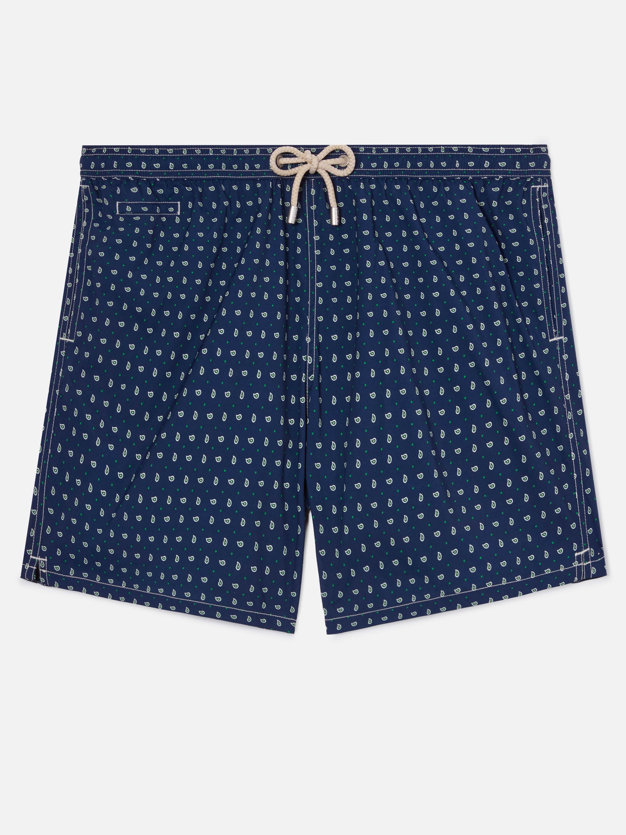 Navy Lighting Micro Swim Shorts With All-Over Paisley Print Blue Swimshort