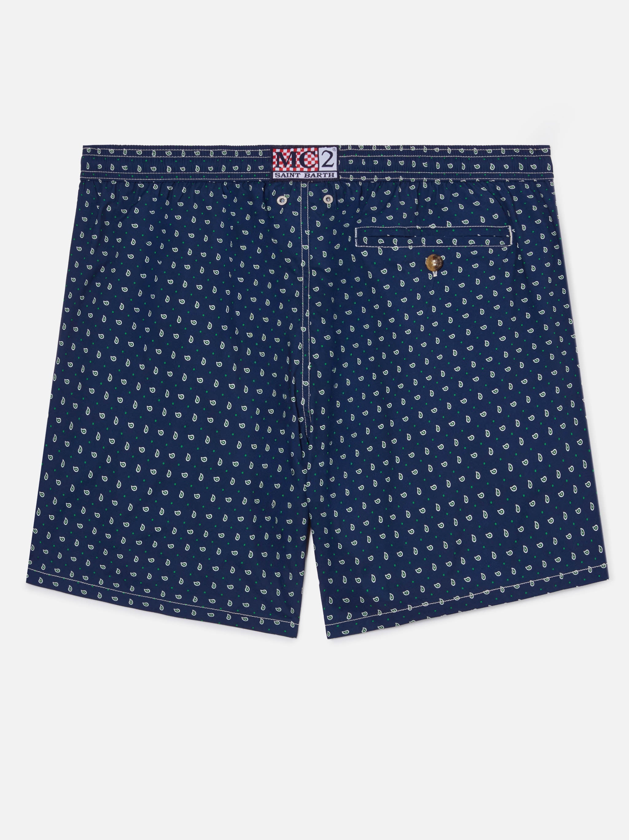 Navy Lighting Micro Swim Shorts With All-Over Paisley Print Blue Swimshort