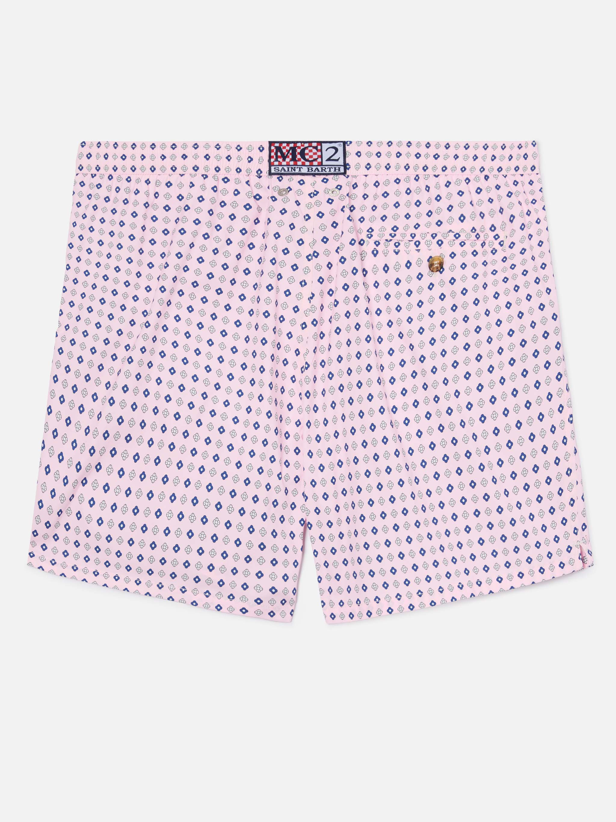 Pink Lighting Micro Swim Shorts With All-Over Geometric Print Swimshort