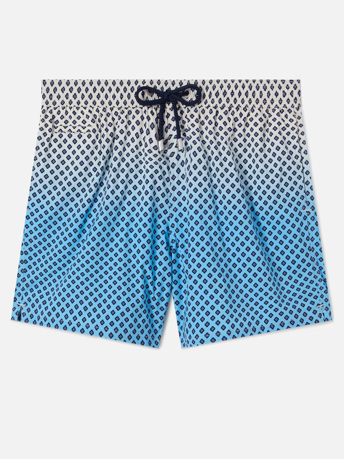 Lighting Micro Swim Shorts With Geometric Print On Shaded Background Blue Swimshort
