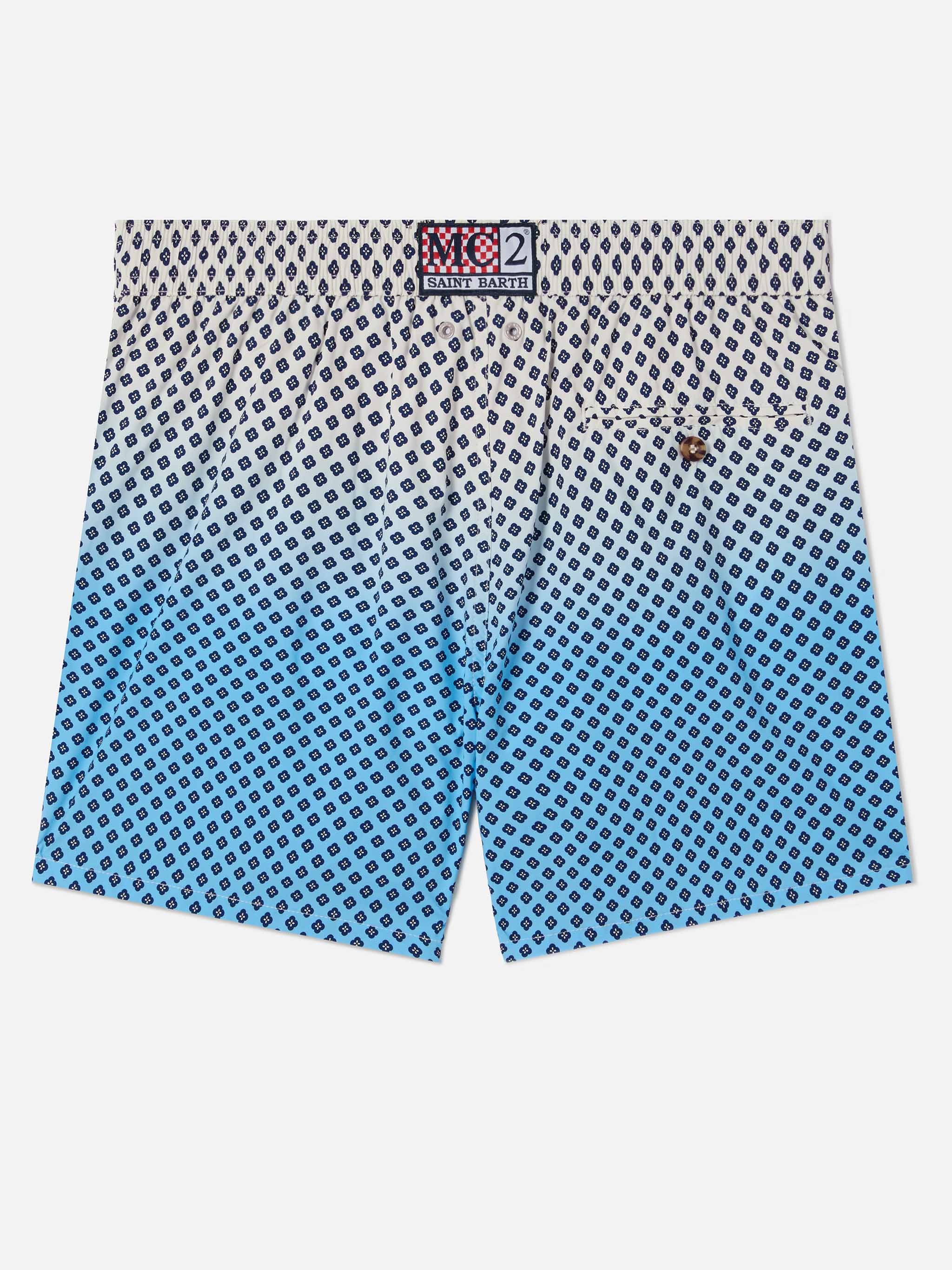Lighting Micro Swim Shorts With Geometric Print On Shaded Background Blue Swimshort