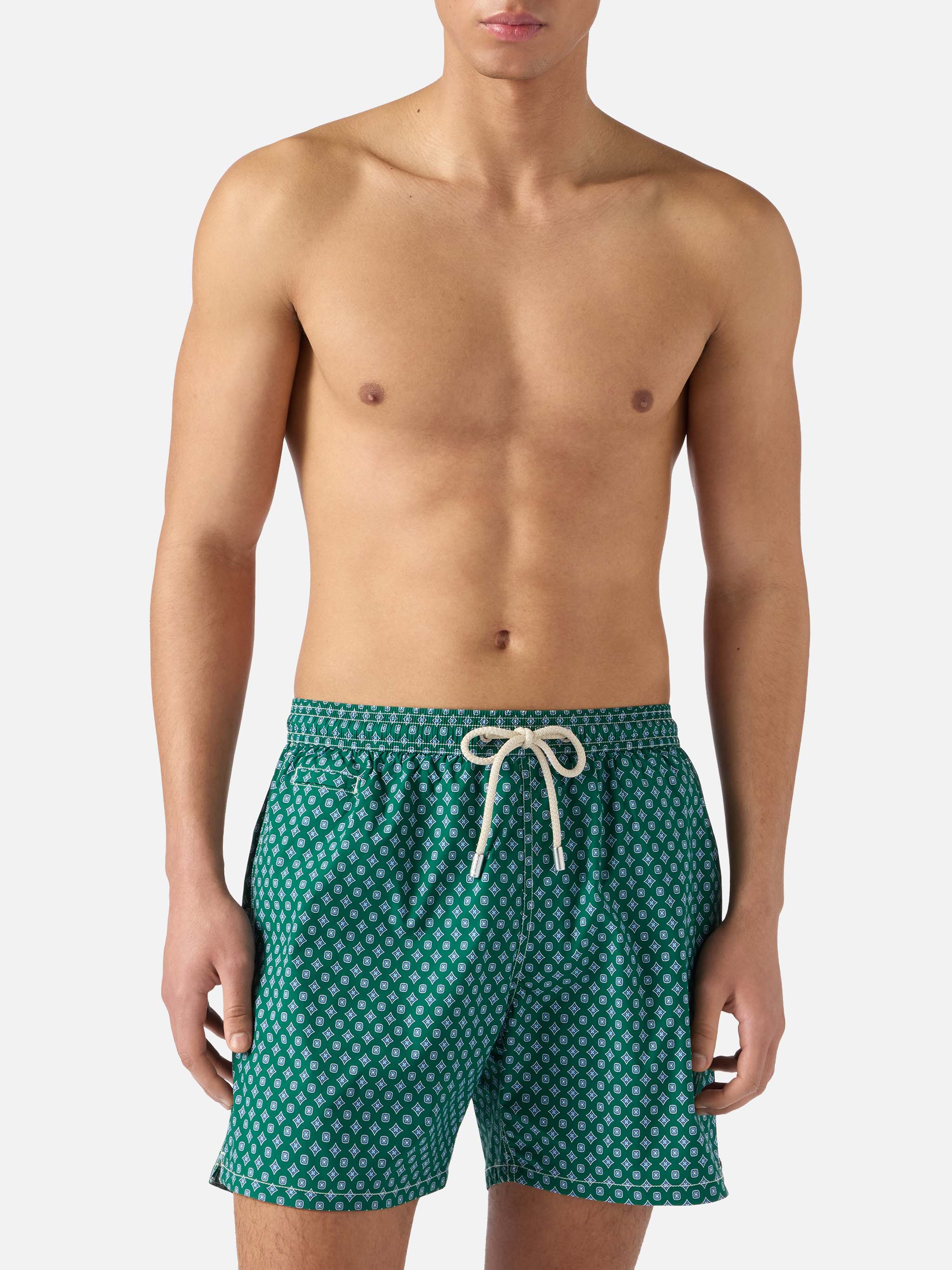 Green Lighting Micro Swim Shorts With All-Over Geometric Print Swimshort