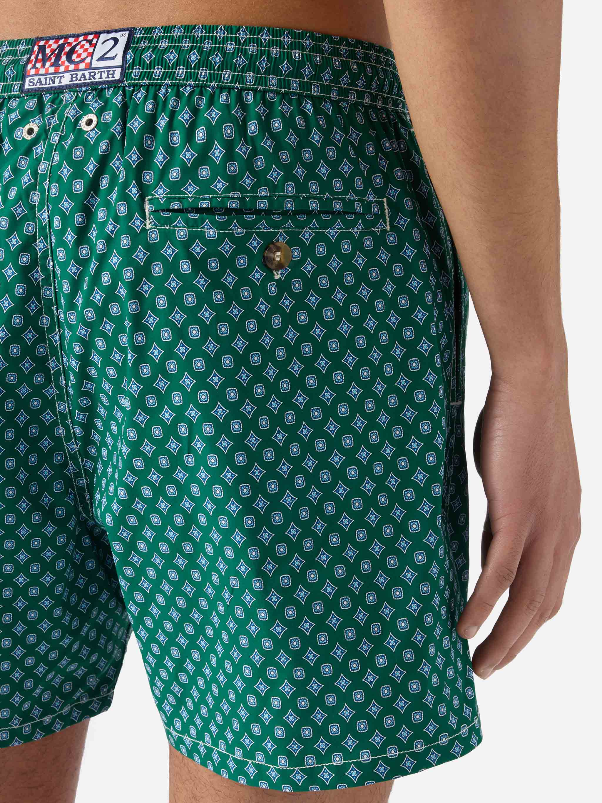 Green Lighting Micro Swim Shorts With All-Over Geometric Print Swimshort