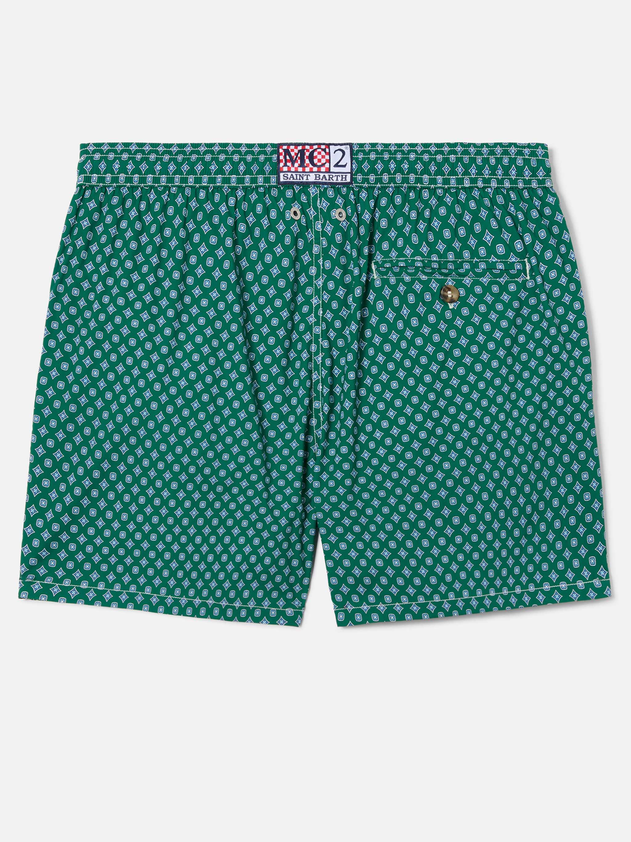 Green Lighting Micro Swim Shorts With All-Over Geometric Print Swimshort