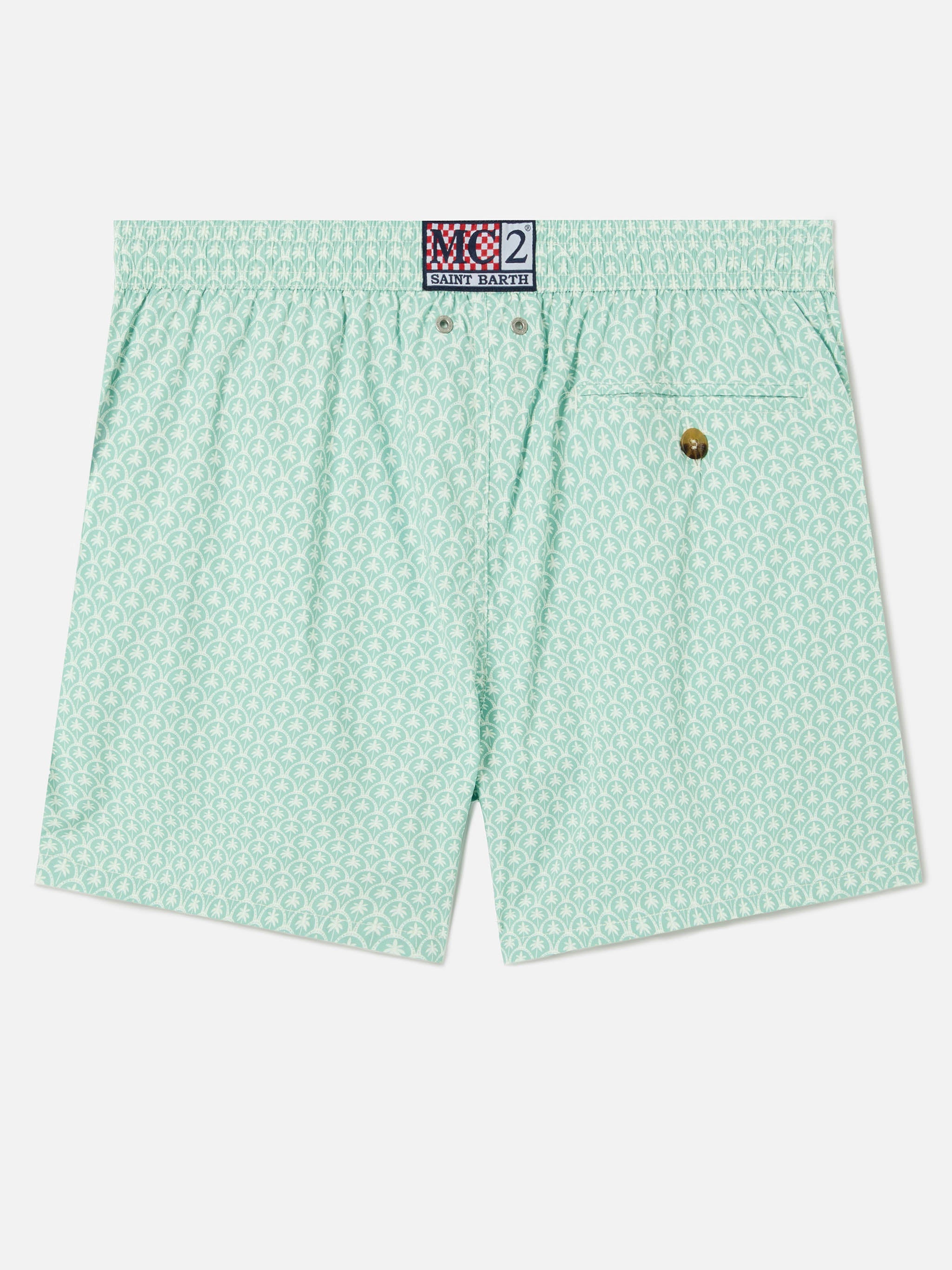 Green Lighting Micro Swim Shorts With All-Over Palm Print Swimshort