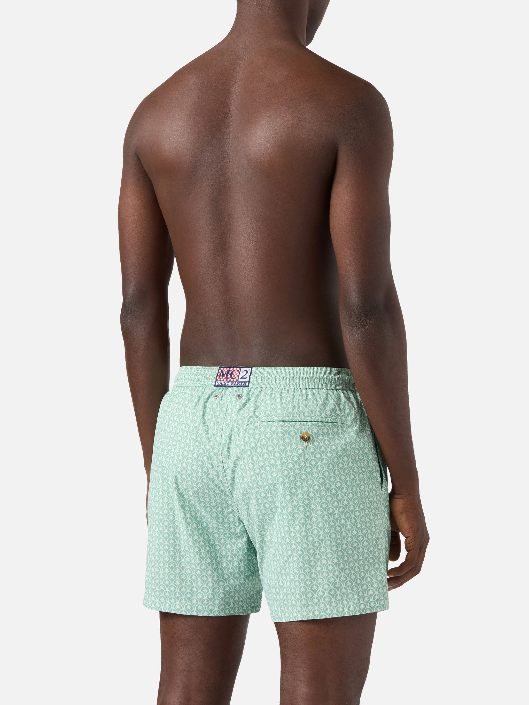Green Lighting Micro Swim Shorts With All-Over Palm Print Swimshort