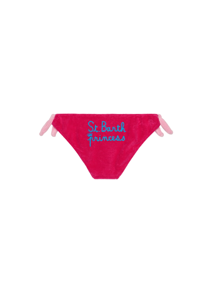 Girl Fucsia Swim Briefs With Embroidery Pink Bottom