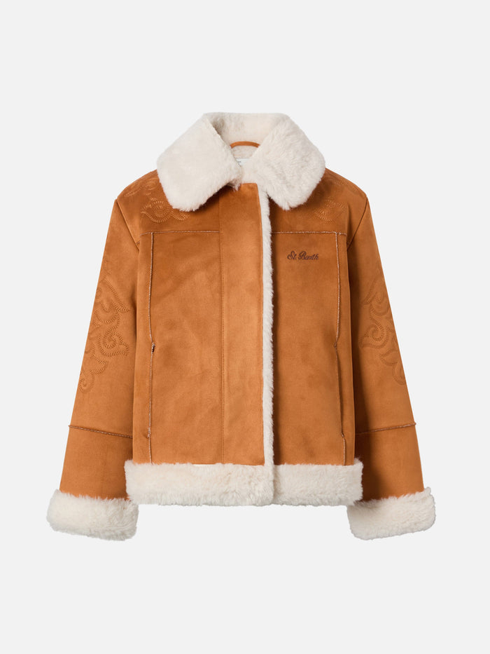 Lorayne Jr Faux-Shearling Jacket With Western Embroidery Brown