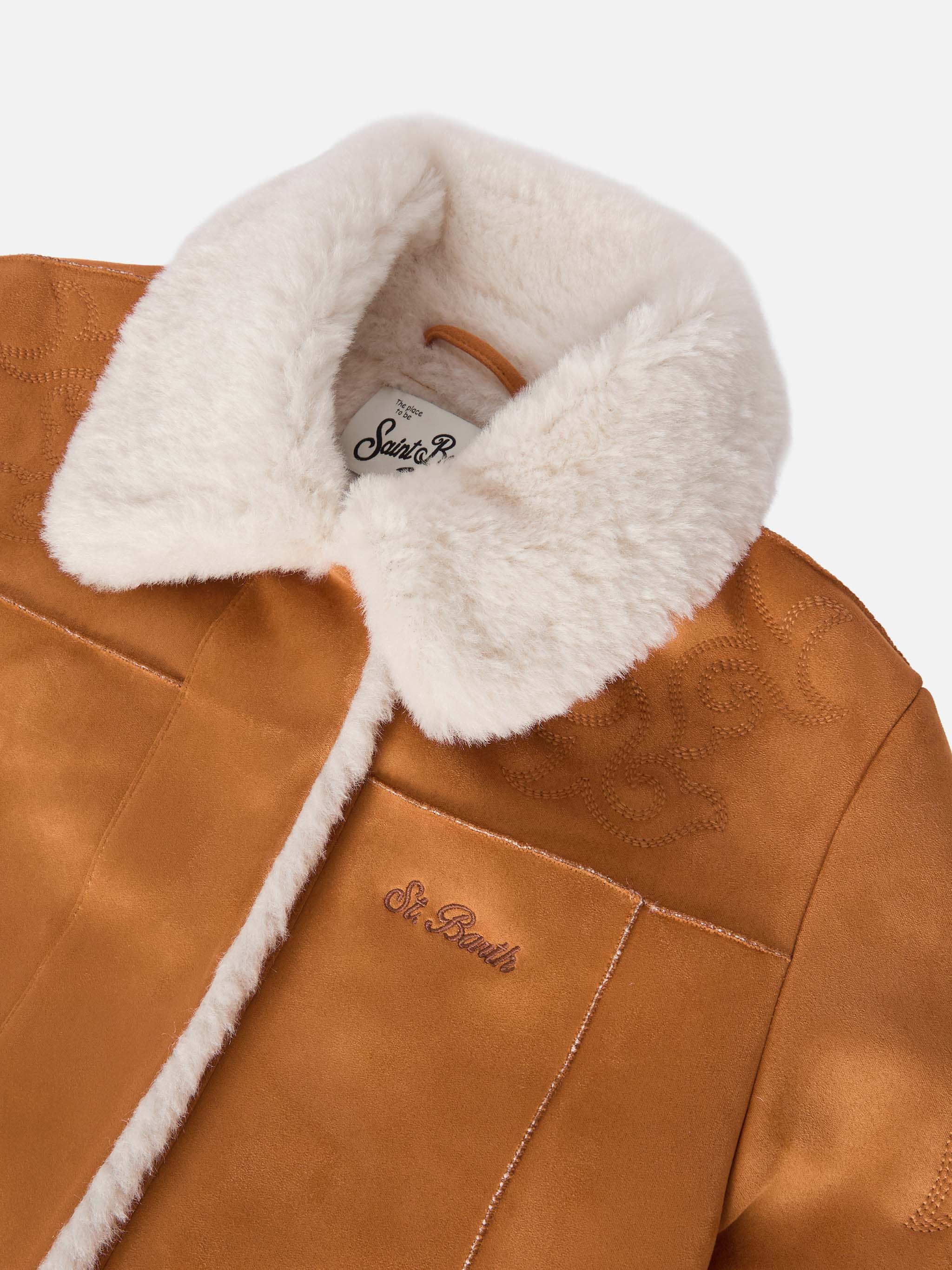 Lorayne Jr Faux-Shearling Jacket With Western Embroidery Brown